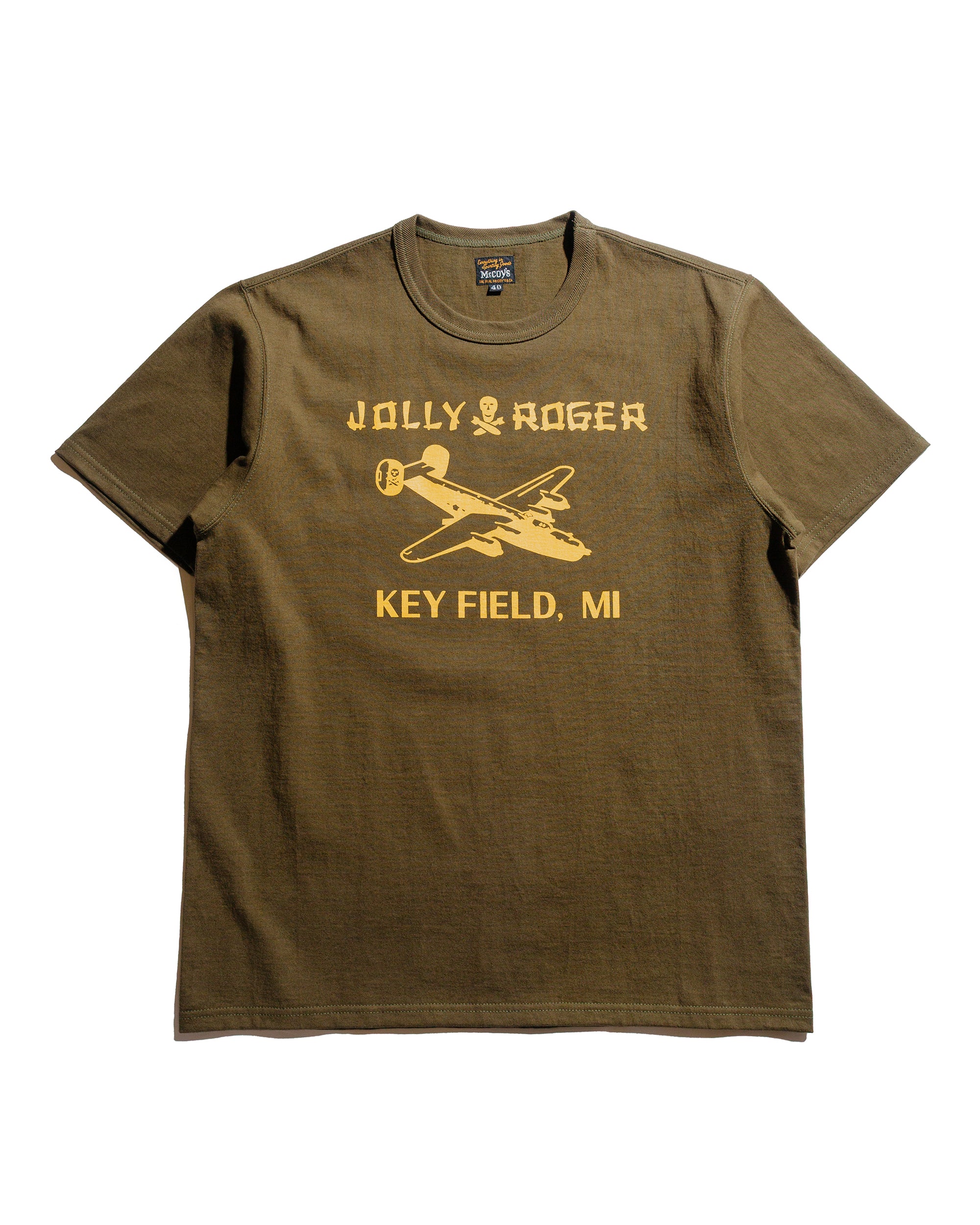 The Real McCoy's MC25003 Military Tee / Jolly Roger, Key Field Olive