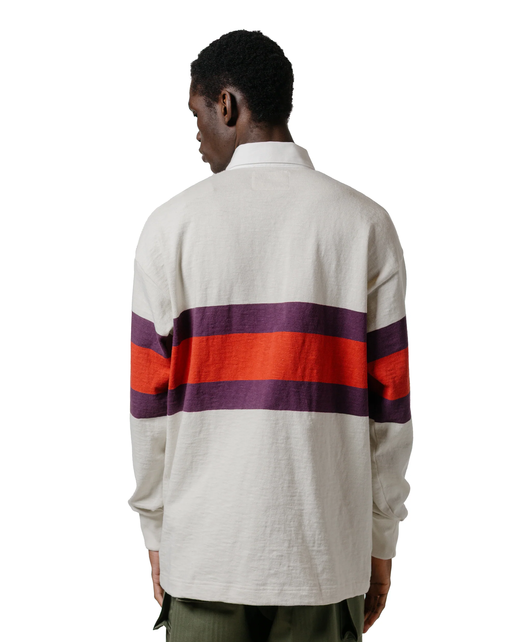 The Real McCoy's MC25013 Climbers' Striped Rugby Shirt Ecru/Purple - Image 3