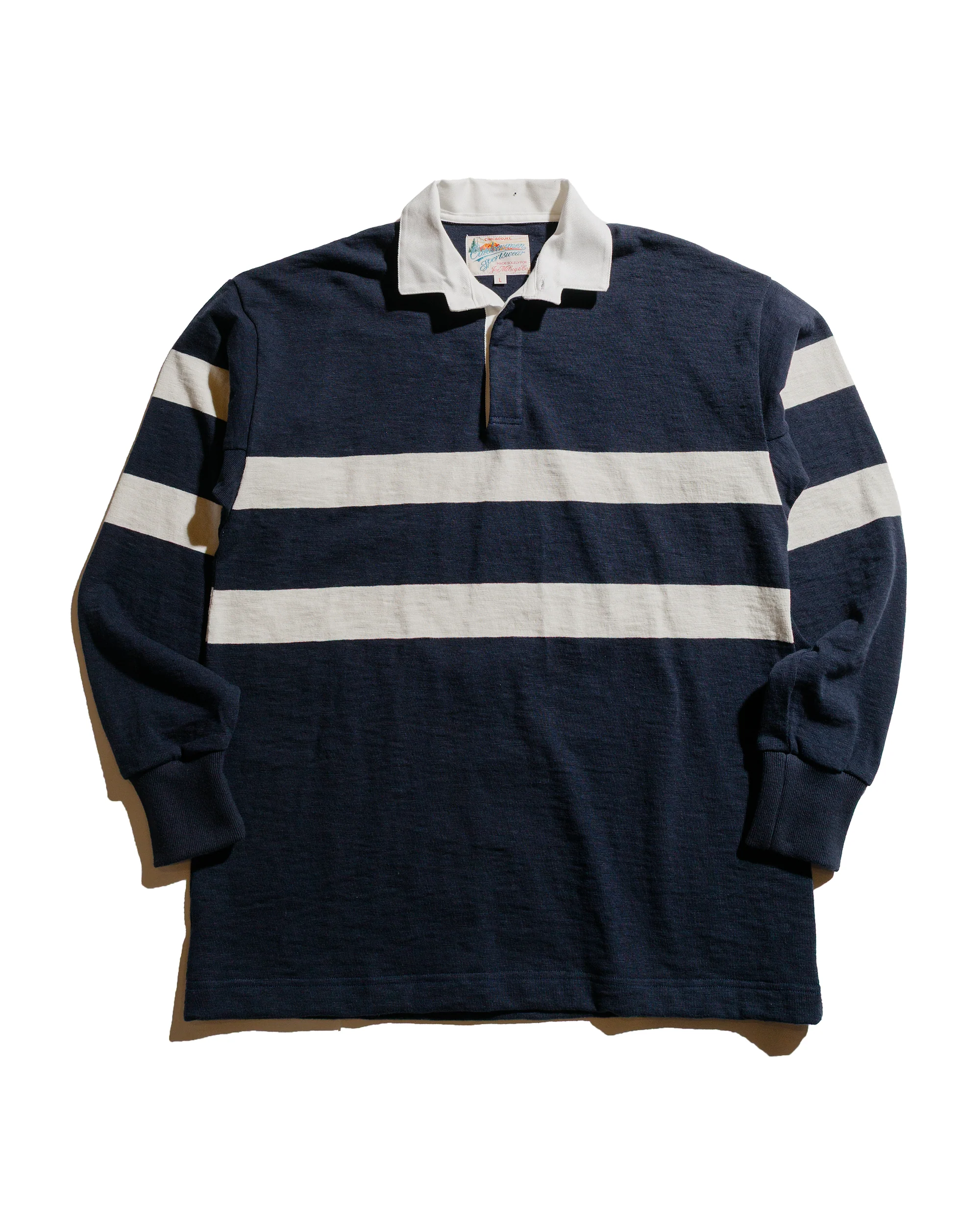 The Real McCoy's MC25013 Climbers' Striped Rugby Shirt Navy/Ecru