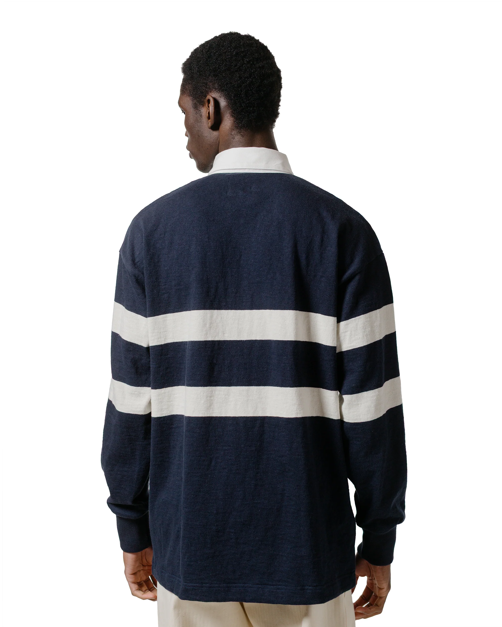 The Real McCoy's MC25013 Climbers' Striped Rugby Shirt Navy/Ecru - Image 3