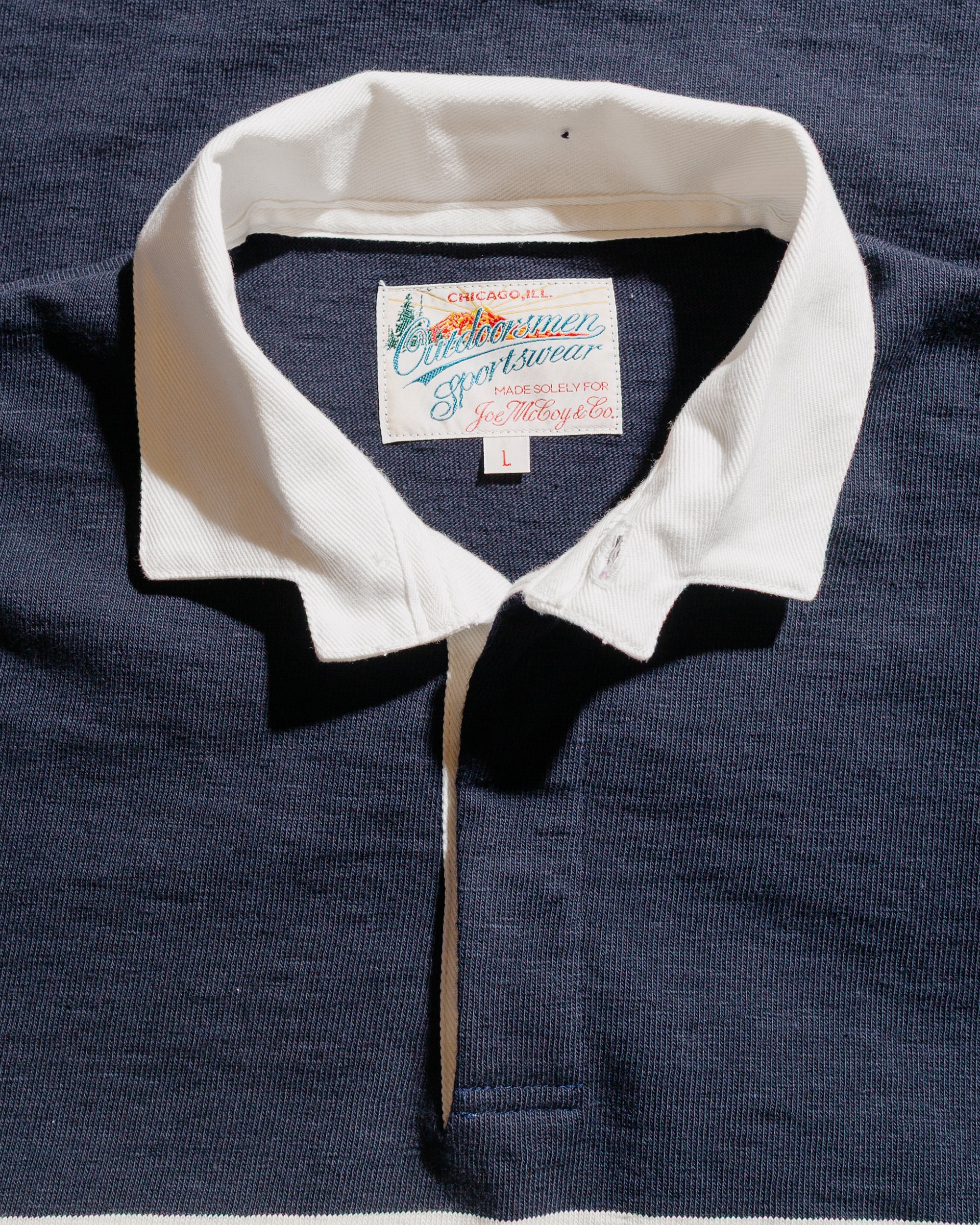 The Real McCoy's MC25013 Climbers' Striped Rugby Shirt Navy/Ecru - Image 5