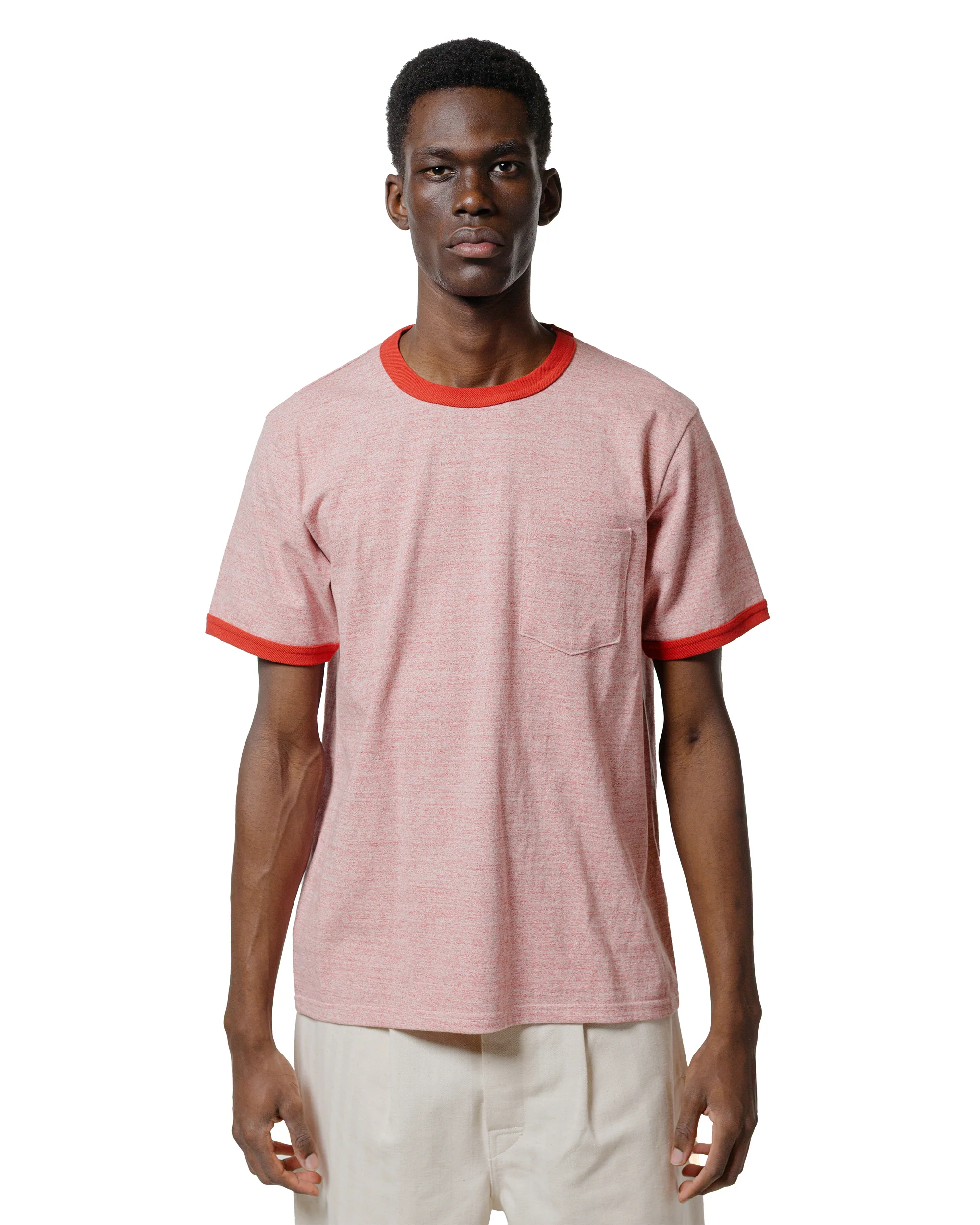 The Real McCoy's MC25014 Pocket Tee / Heather Color, Ringer Red - Image 2
