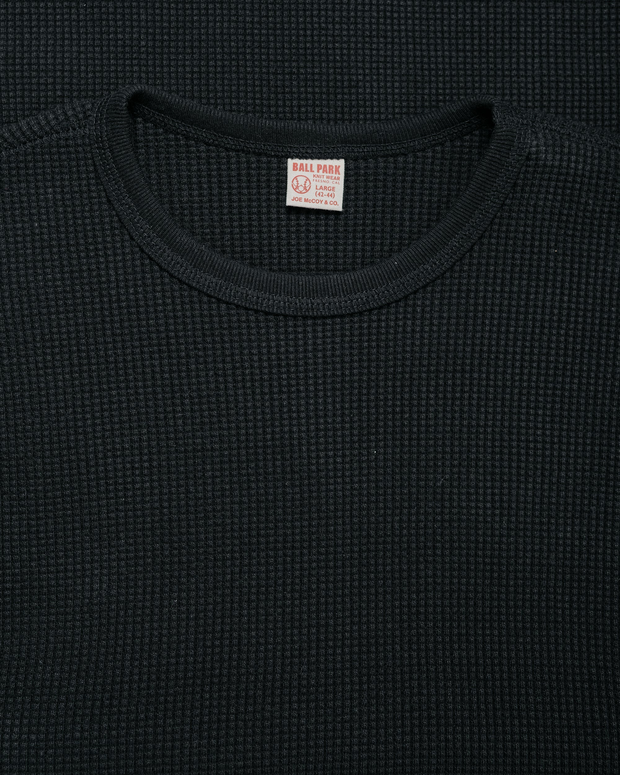 The Real McCoy's MC25103 Ball Park Waffle Thermal Shirt L/S Tee Black - Image 4