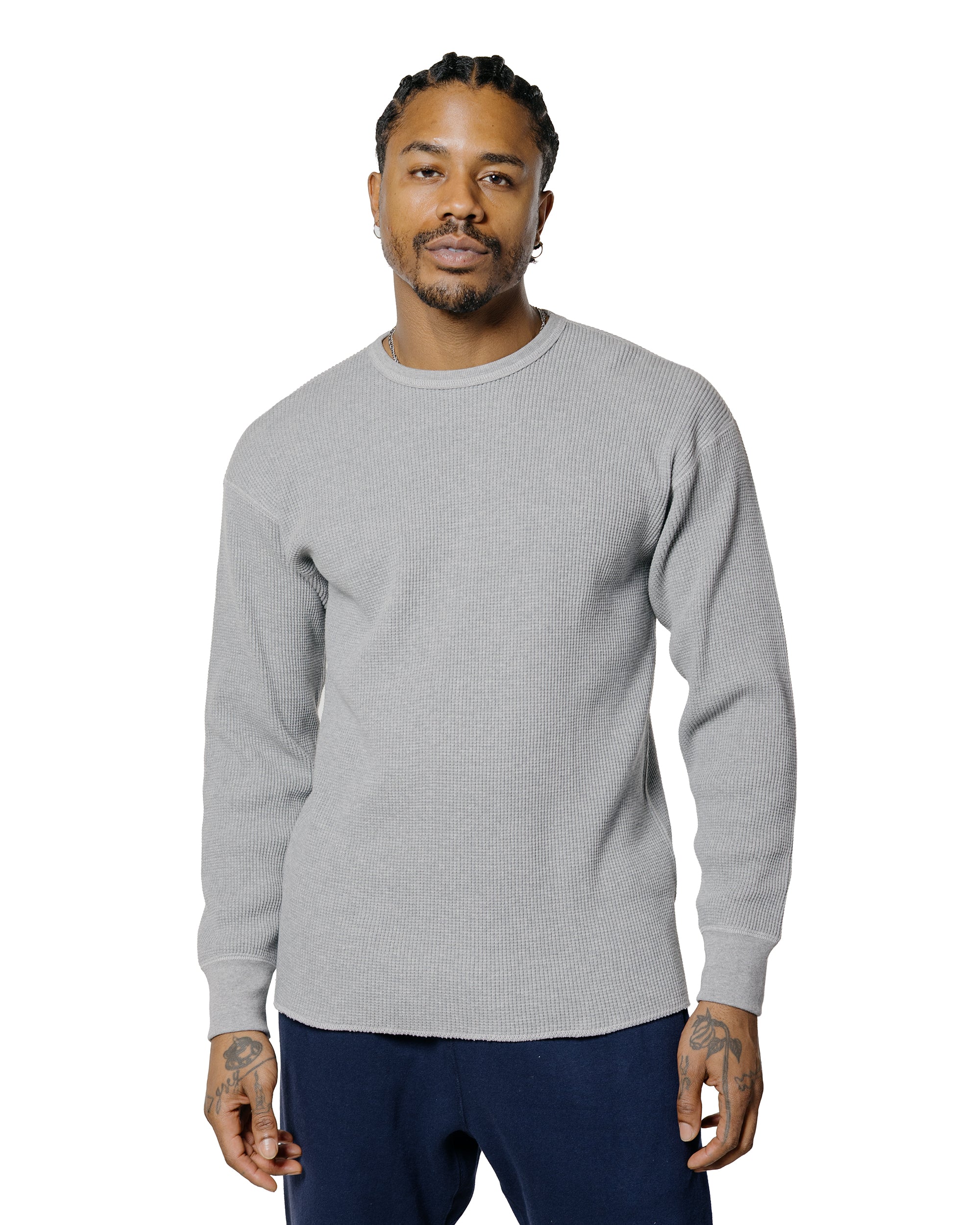 The Real McCoy's MC25103 Ball Park Waffle Thermal Shirt L/S Tee Medium Gray - Image 2