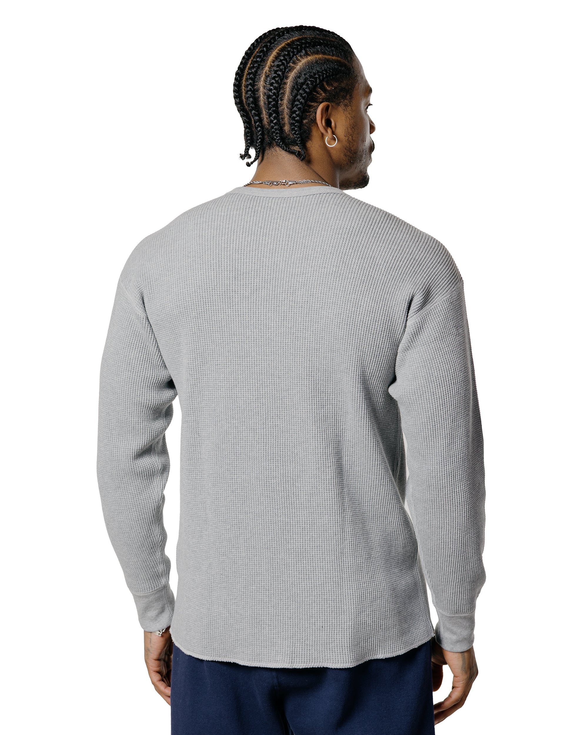 The Real McCoy's MC25103 Ball Park Waffle Thermal Shirt L/S Tee Medium Gray - Image 3