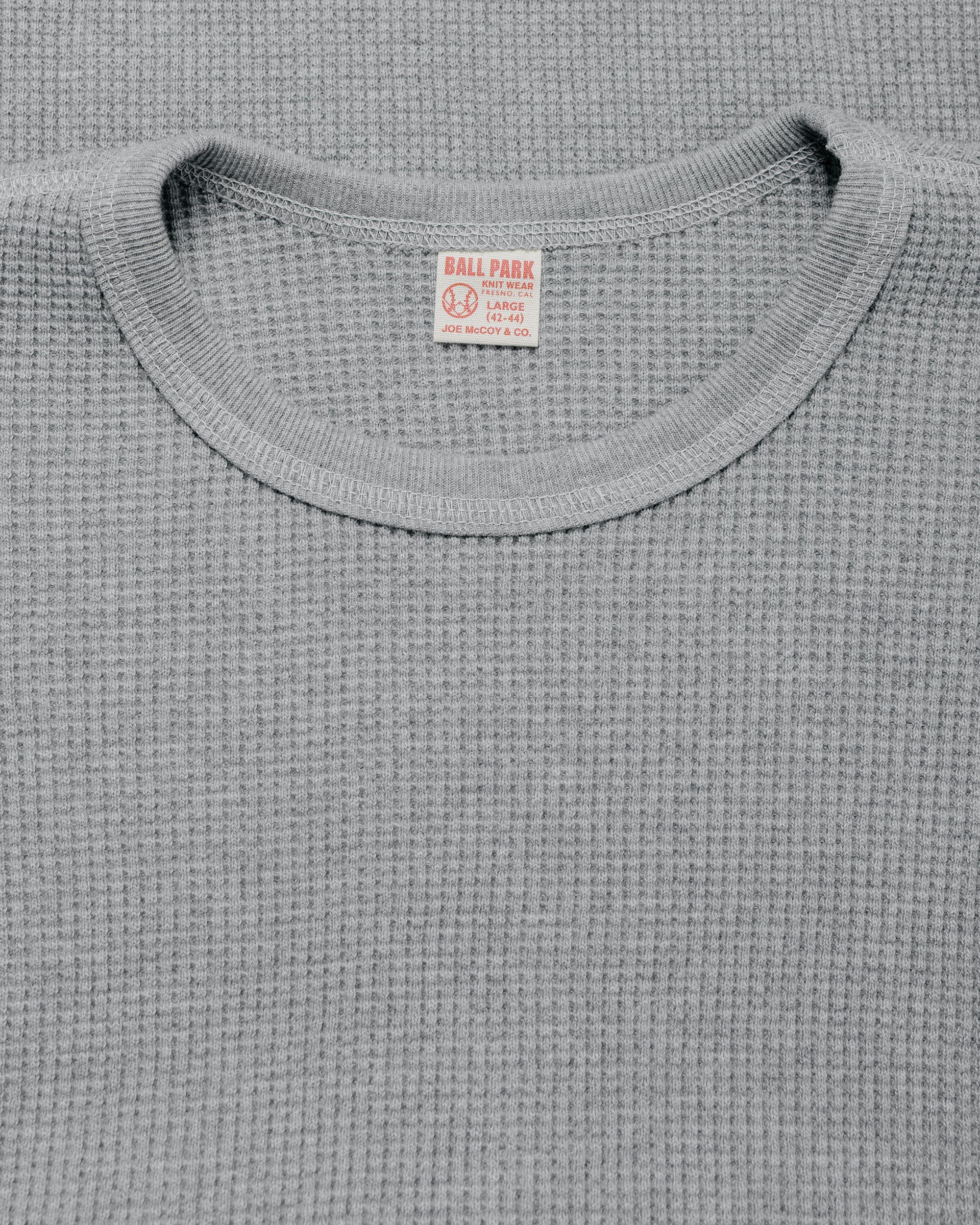 The Real McCoy's MC25103 Ball Park Waffle Thermal Shirt L/S Tee Medium Gray - Image 4