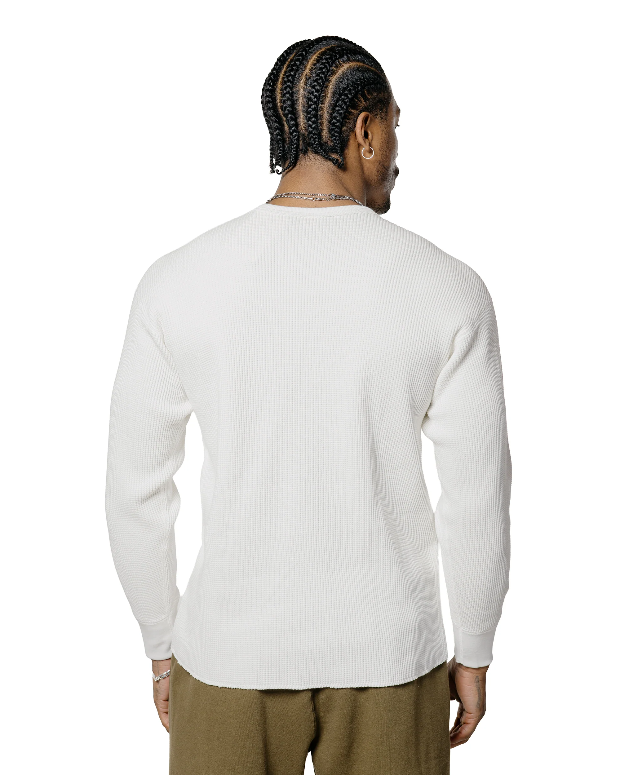 The Real McCoy's MC25103 Ball Park Waffle Thermal Shirt L/S Tee White - Image 3