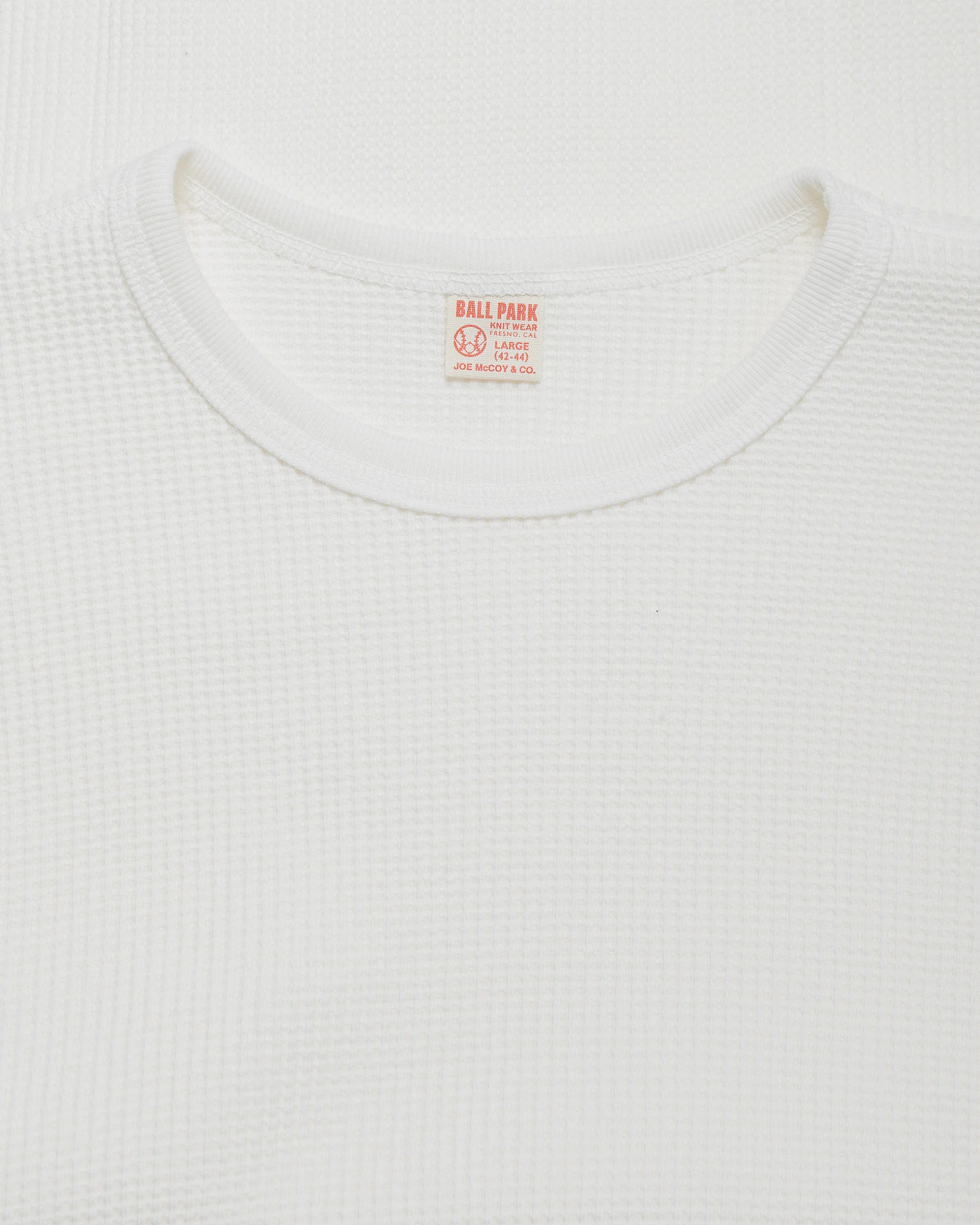 The Real McCoy's MC25103 Ball Park Waffle Thermal Shirt L/S Tee White - Image 4