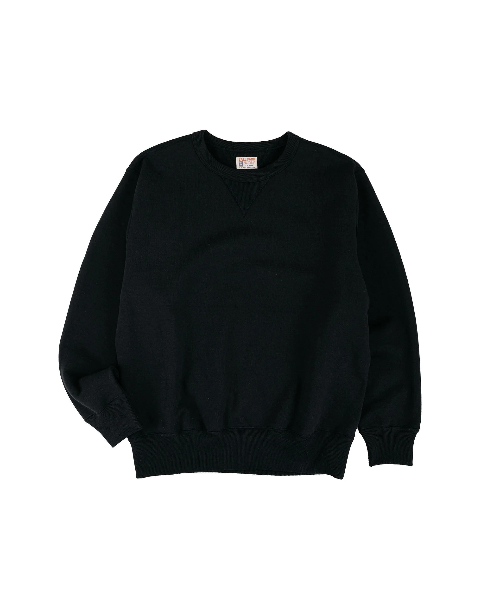 The Real McCoy's MC25104 12oz. Ball Park Crewneck Sweatshirt Black