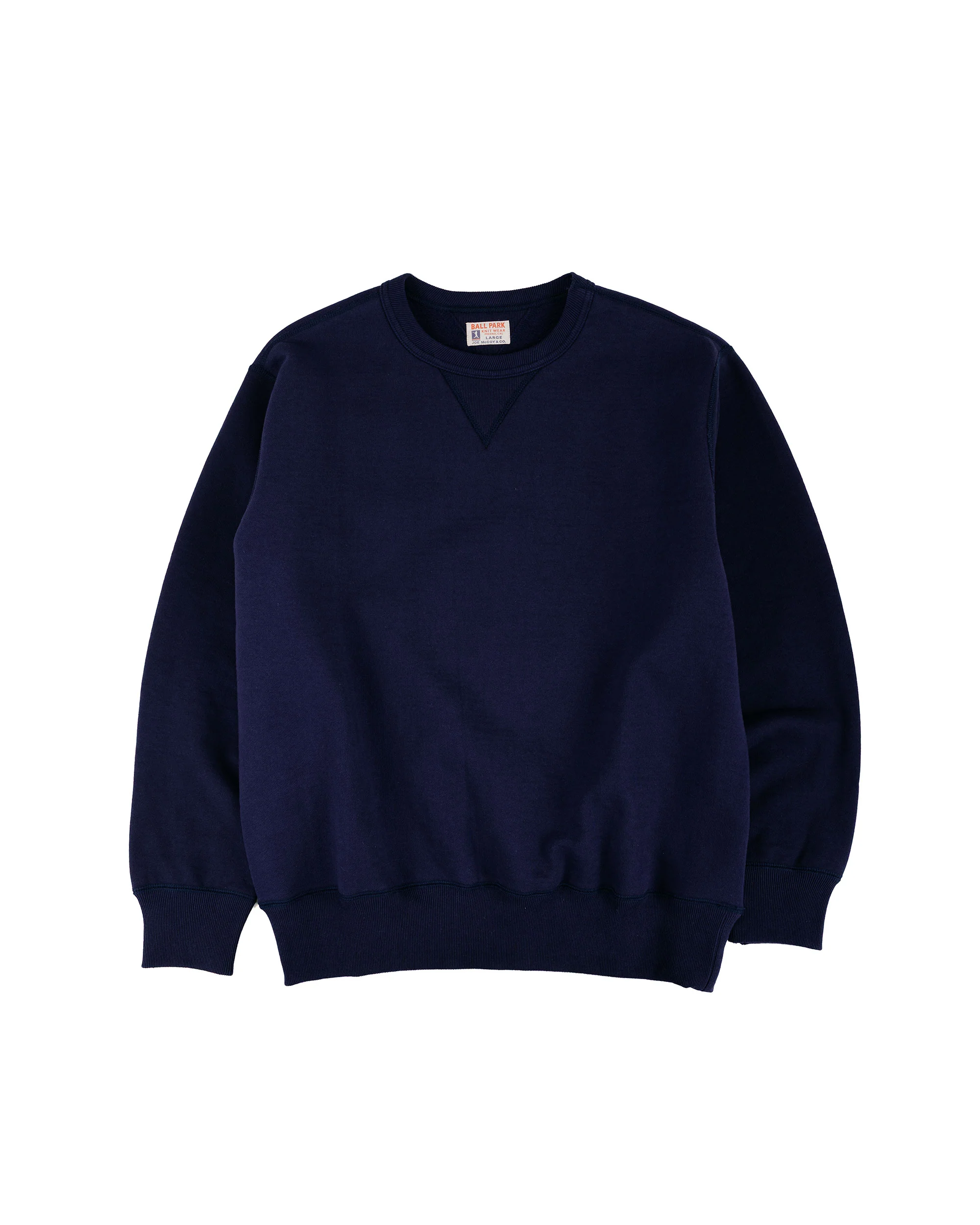 The Real McCoy's MC25104 12oz. Ball Park Crewneck Sweatshirt L. Navy