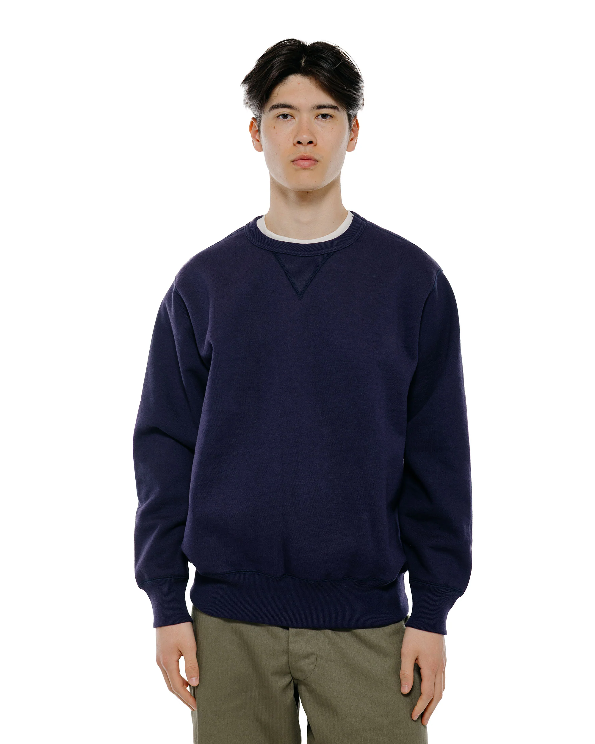 The Real McCoy's MC25104 12oz. Ball Park Crewneck Sweatshirt L. Navy - Image 2