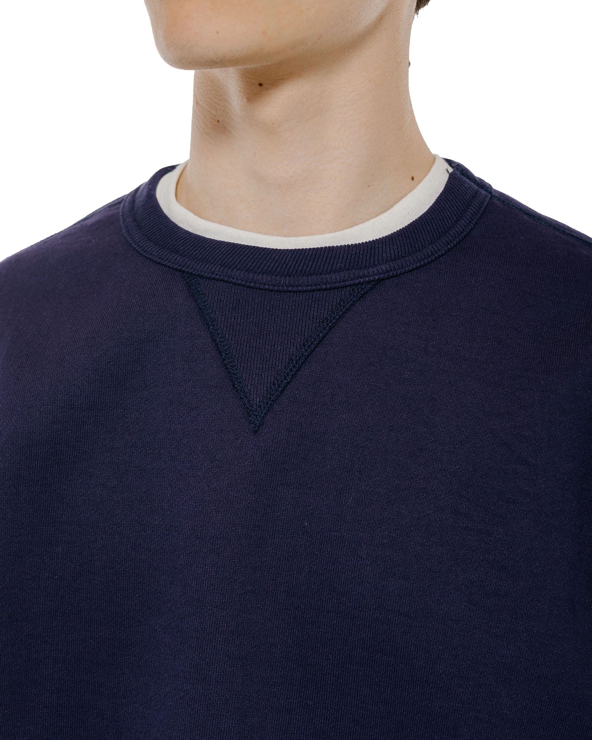 The Real McCoy's MC25104 12oz. Ball Park Crewneck Sweatshirt L. Navy - Image 3