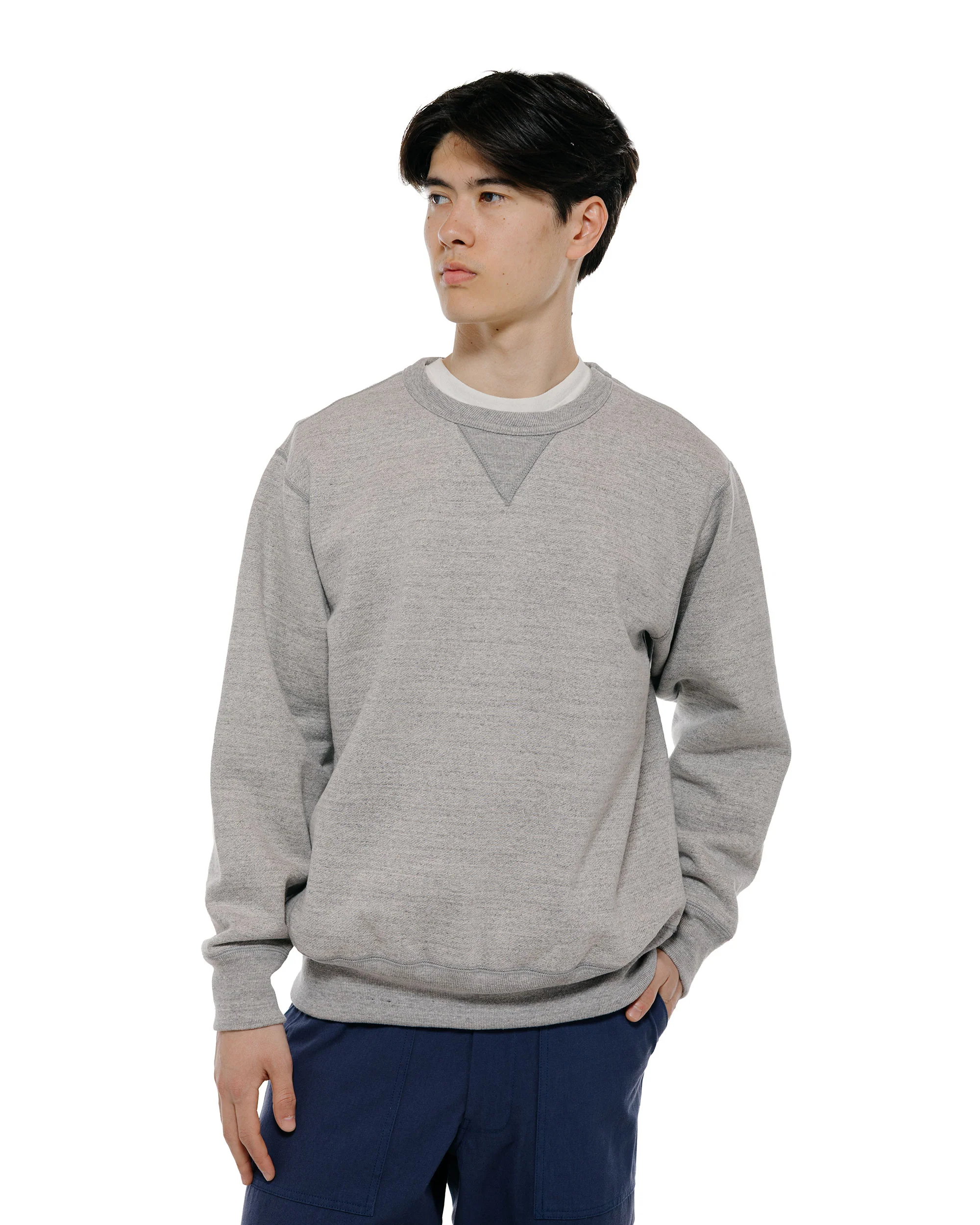 The Real McCoy's MC25104 12oz. Ball Park Crewneck Sweatshirt Medium Gray - Image 2