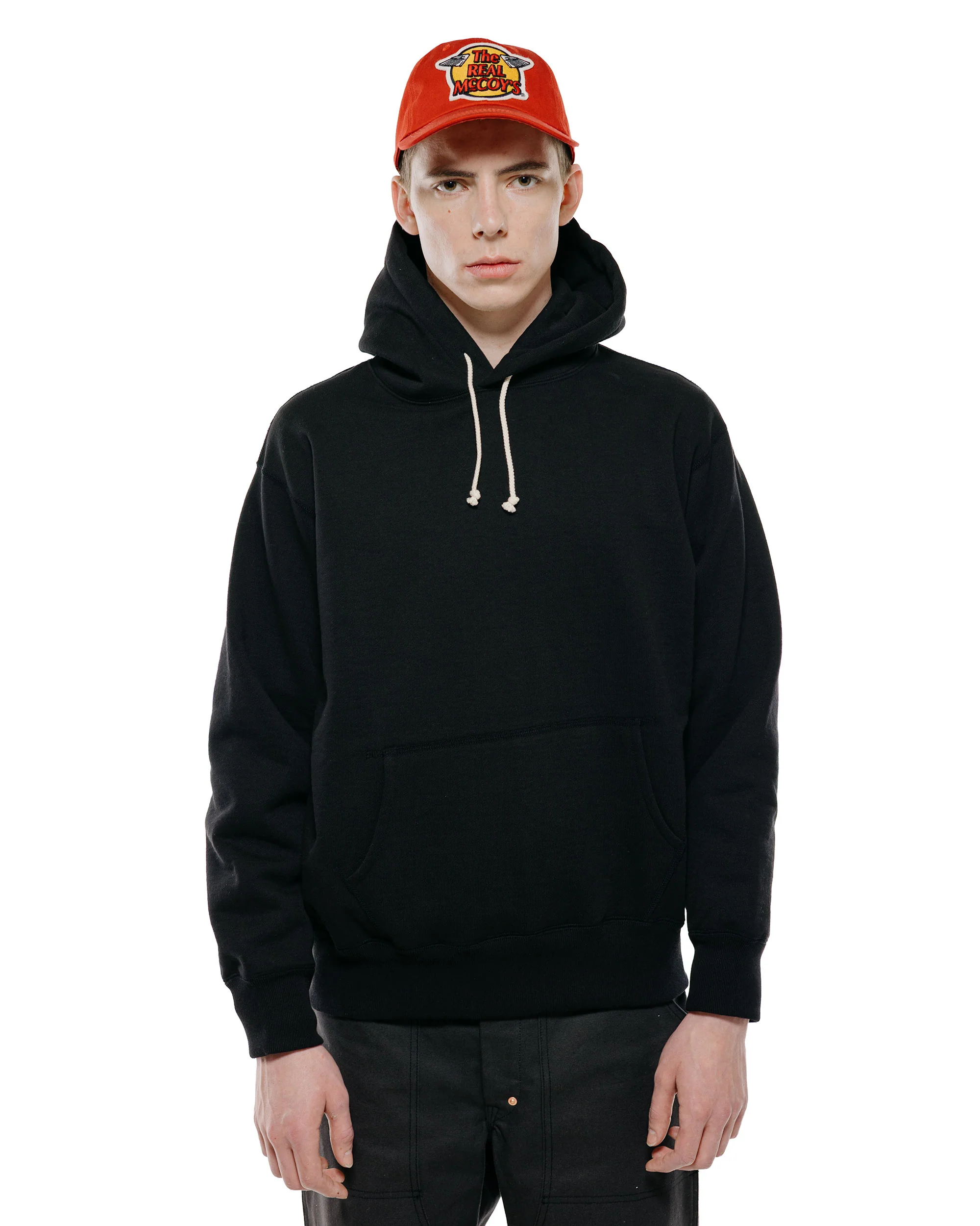 The Real McCoy's MC25105 12oz. Ball Park Hooded Sweatshirt Black - Image 2