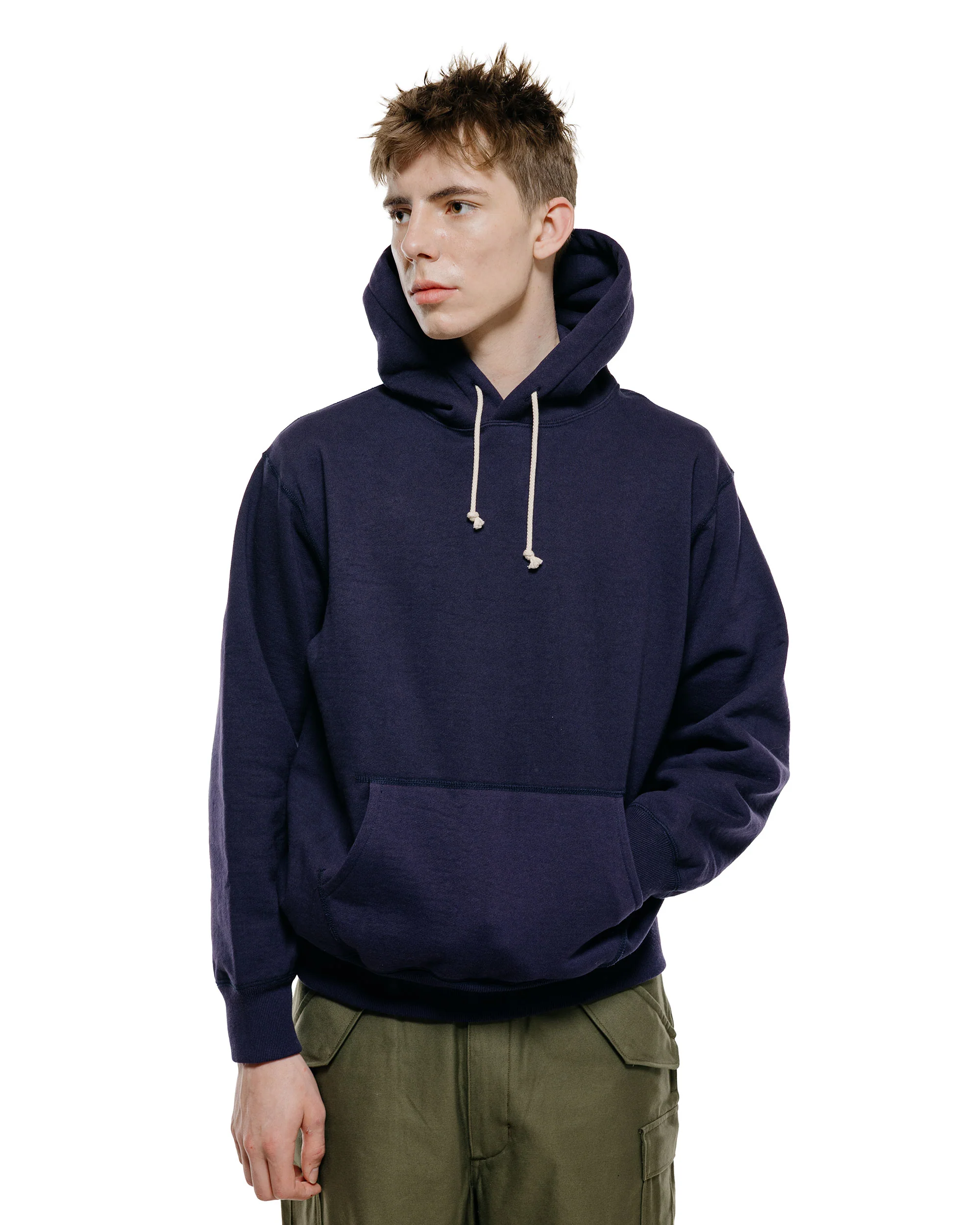 The Real McCoy's MC25105 12oz. Ball Park Hooded Sweatshirt L.Navy - Image 2