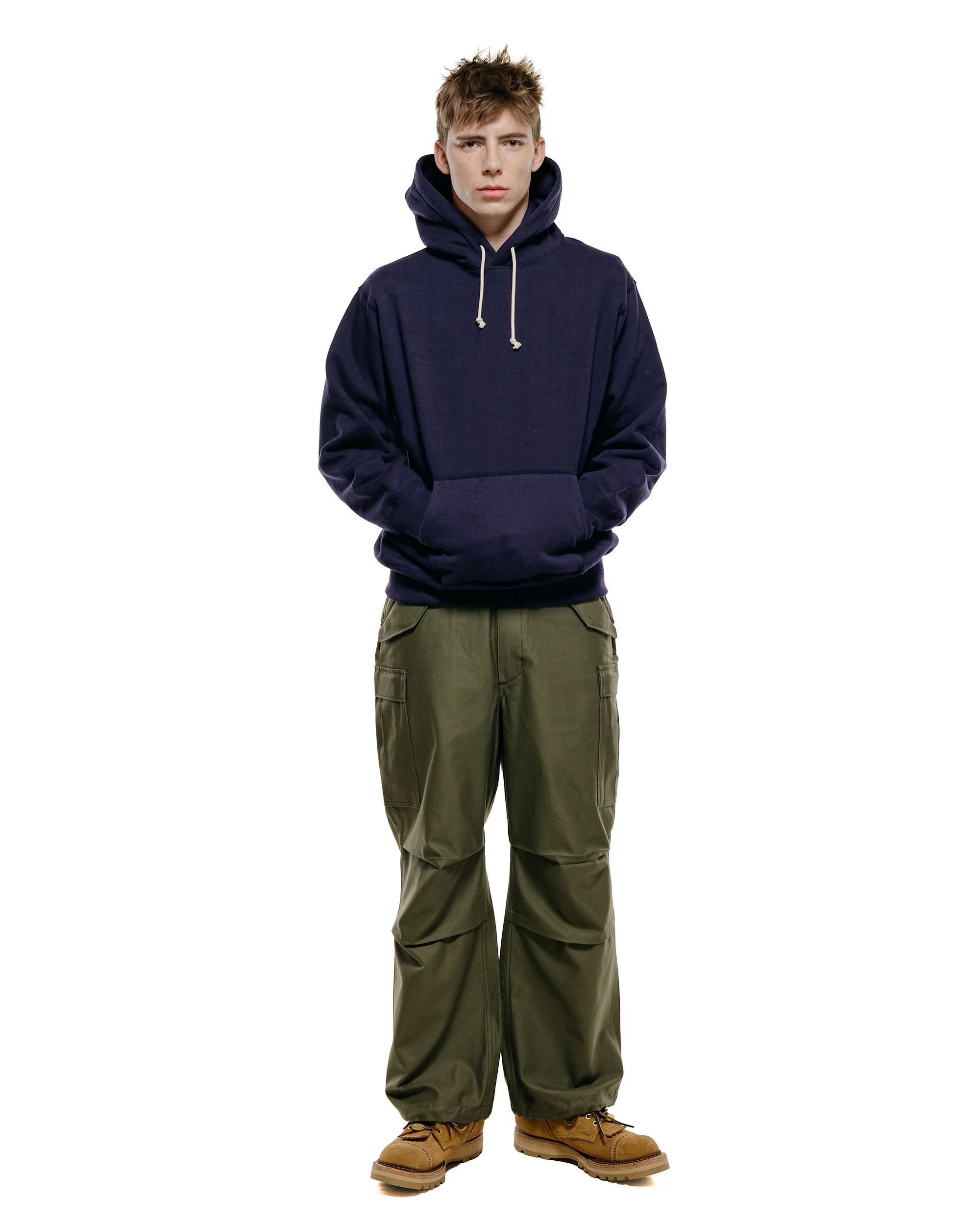 The Real McCoy's MC25105 12oz. Ball Park Hooded Sweatshirt L.Navy - Image 4
