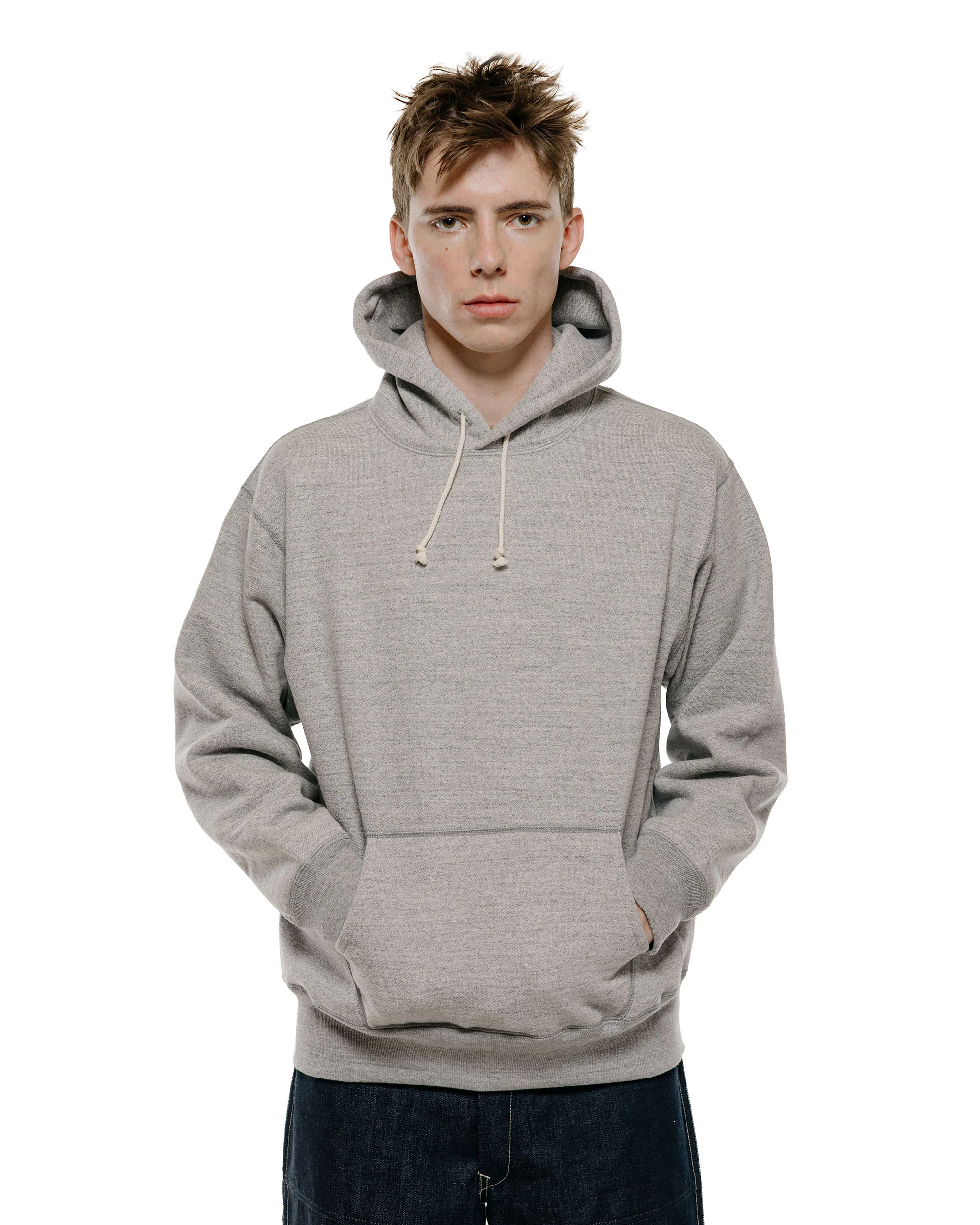 The Real McCoy's MC25105 12oz. Ball Park Hooded Sweatshirt Medium Grey - Image 2