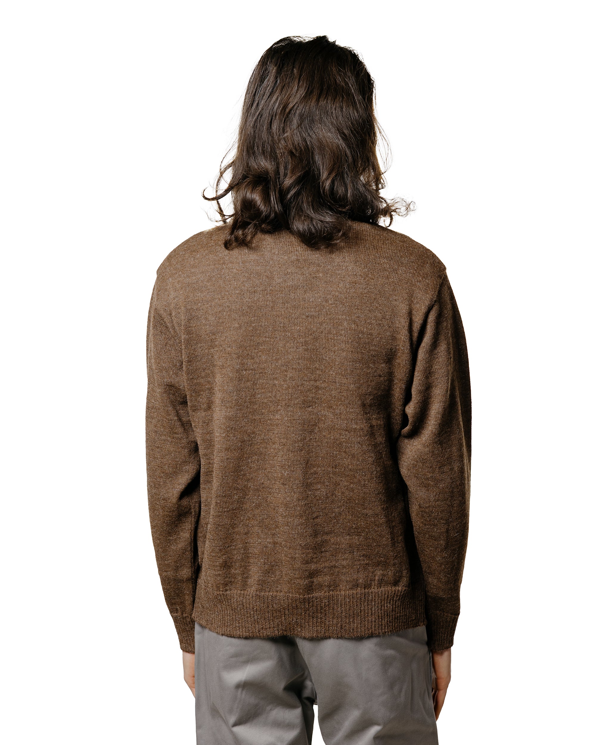 The Real McCoy's MC25111 Alpaca Collar Knit Cardigan Brown - Image 3