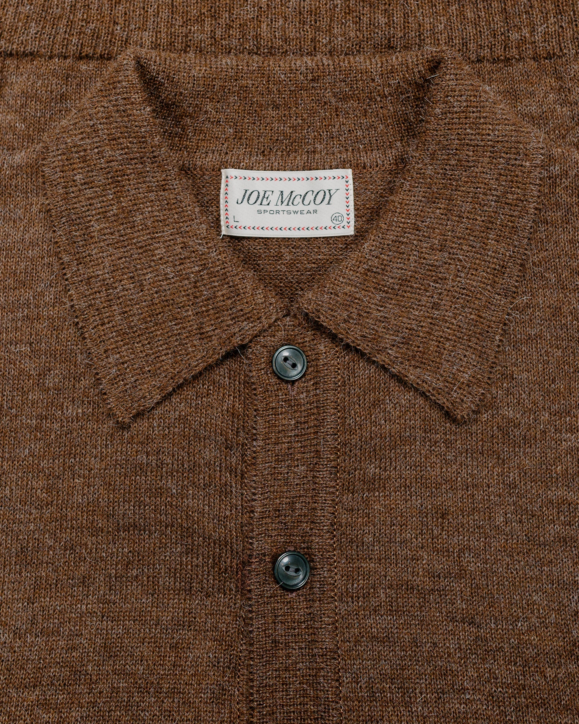 The Real McCoy's MC25111 Alpaca Collar Knit Cardigan Brown - Image 5