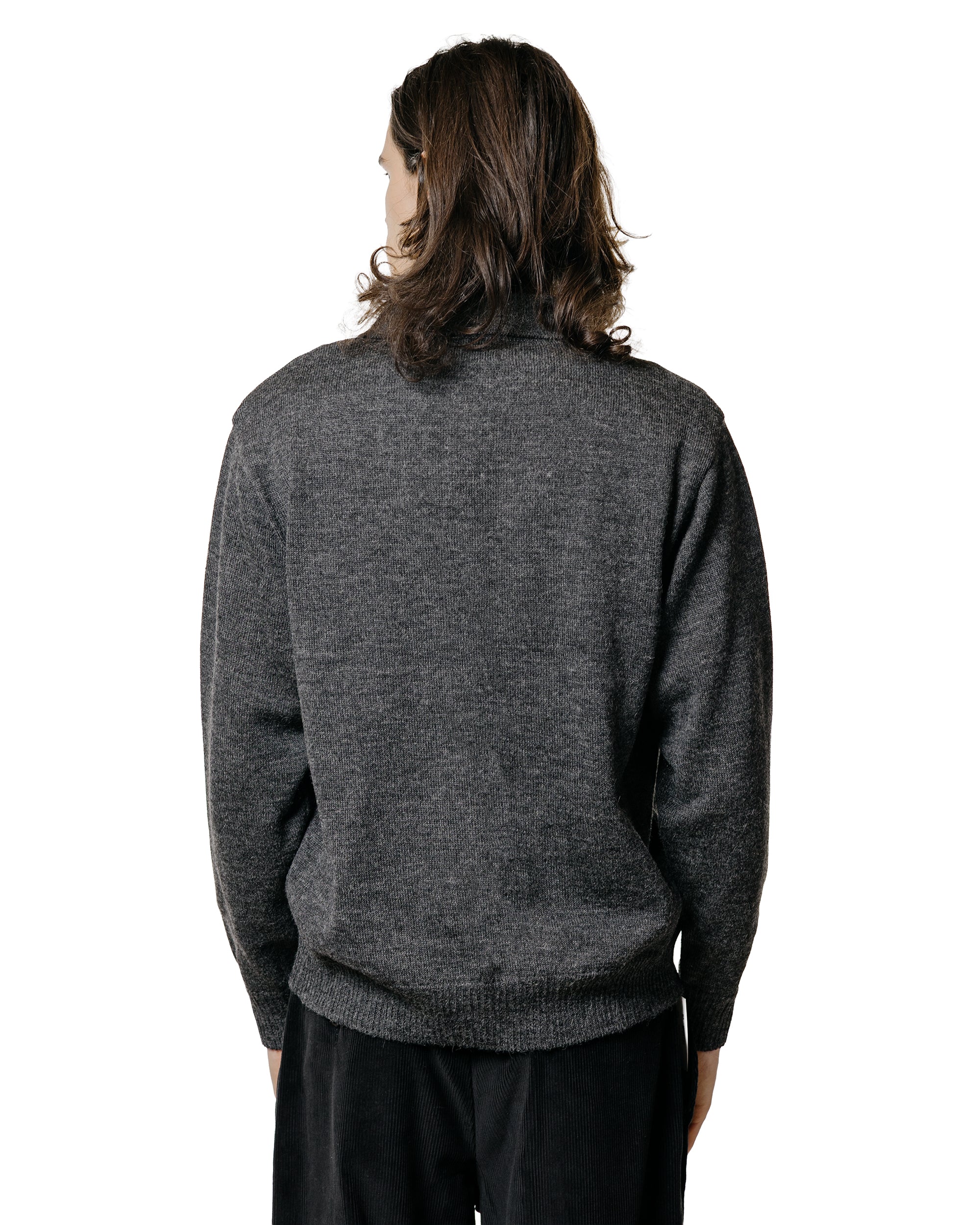 The Real McCoy's MC25111 Alpaca Collar Knit Cardigan Charcoal - Image 3