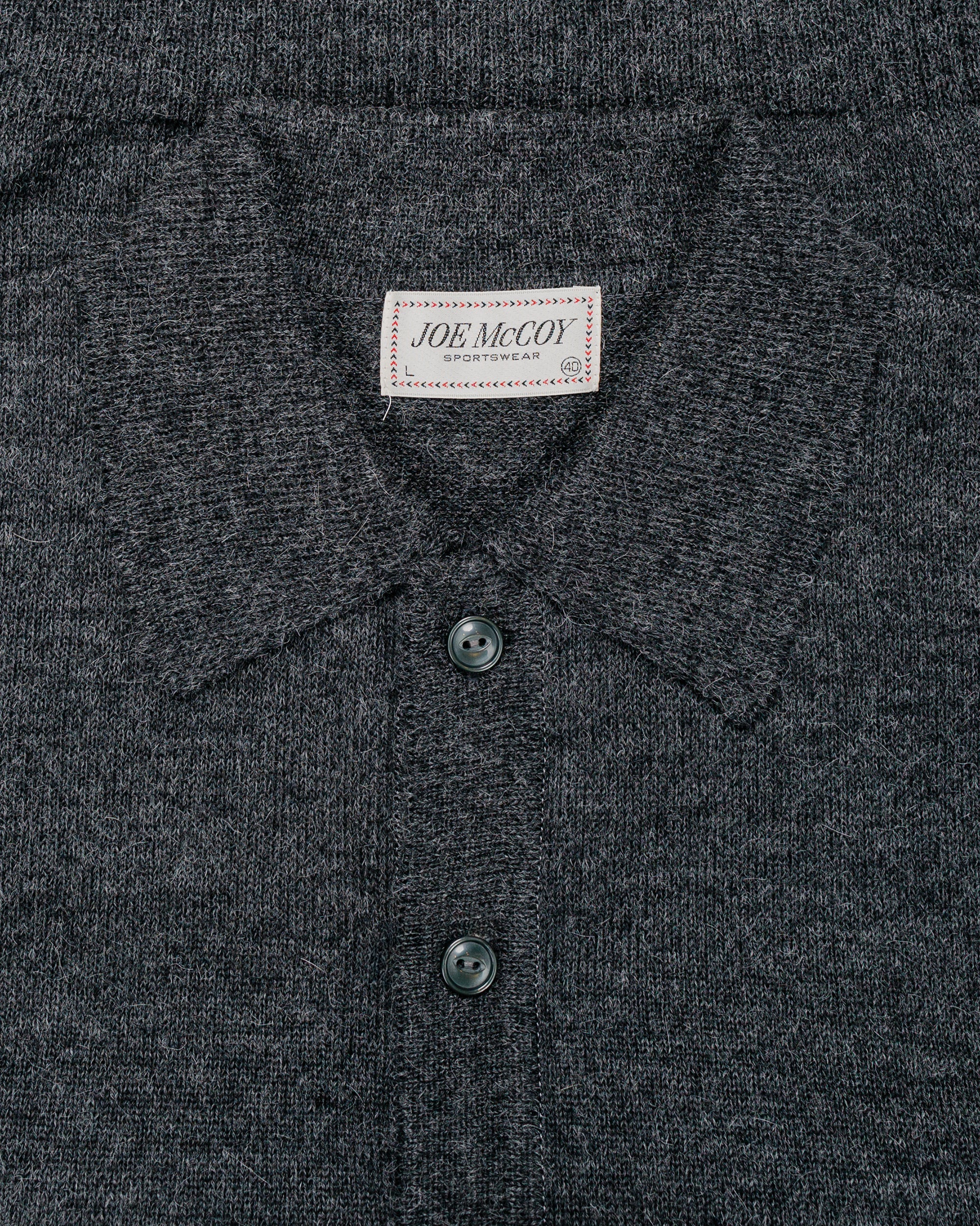 The Real McCoy's MC25111 Alpaca Collar Knit Cardigan Charcoal - Image 5