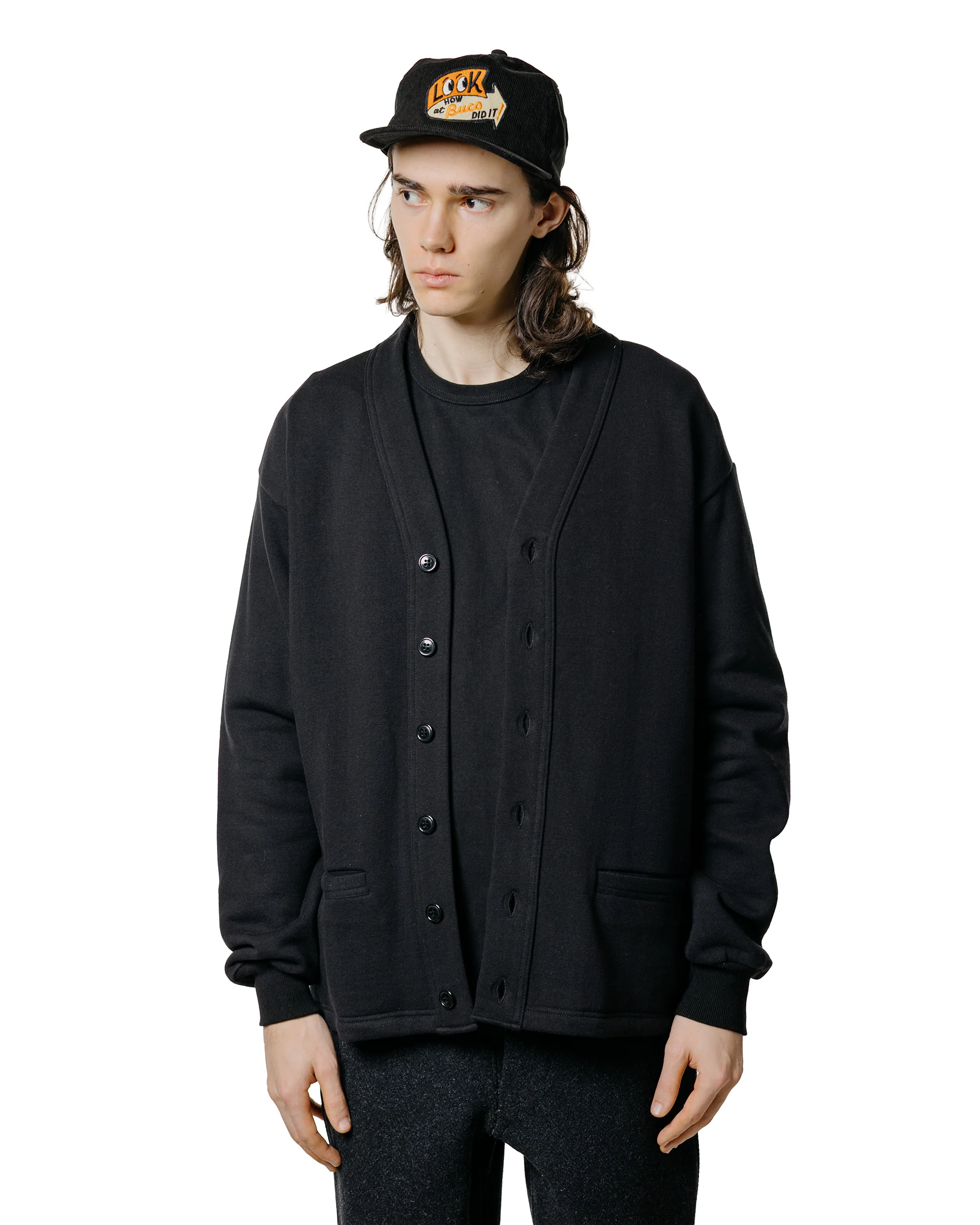 The Real McCoy's MC25115 10oz. Loopwheel Sweatshirt Cardigan Black - Image 2