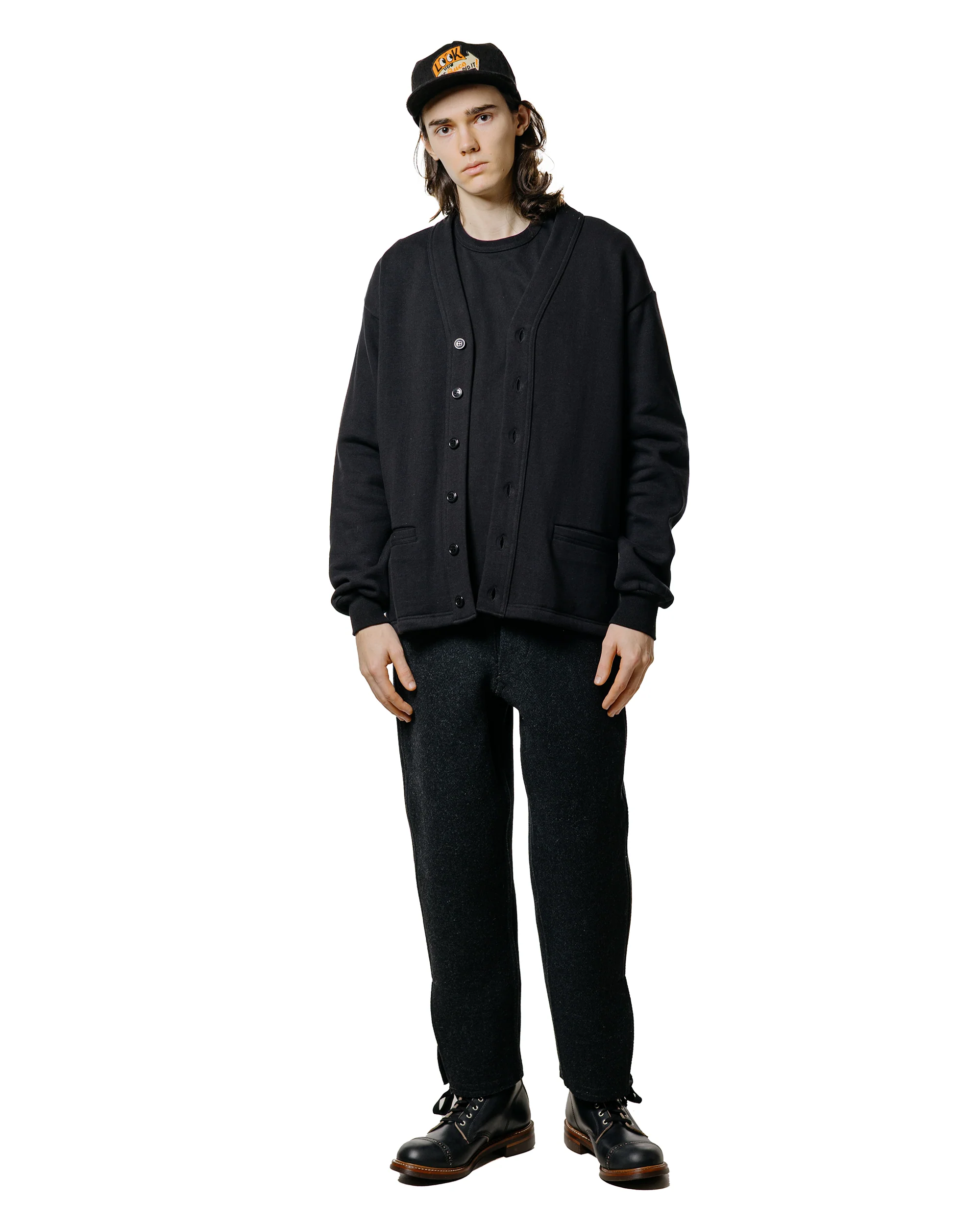 The Real McCoy's MC25115 10oz. Loopwheel Sweatshirt Cardigan Black - Image 4