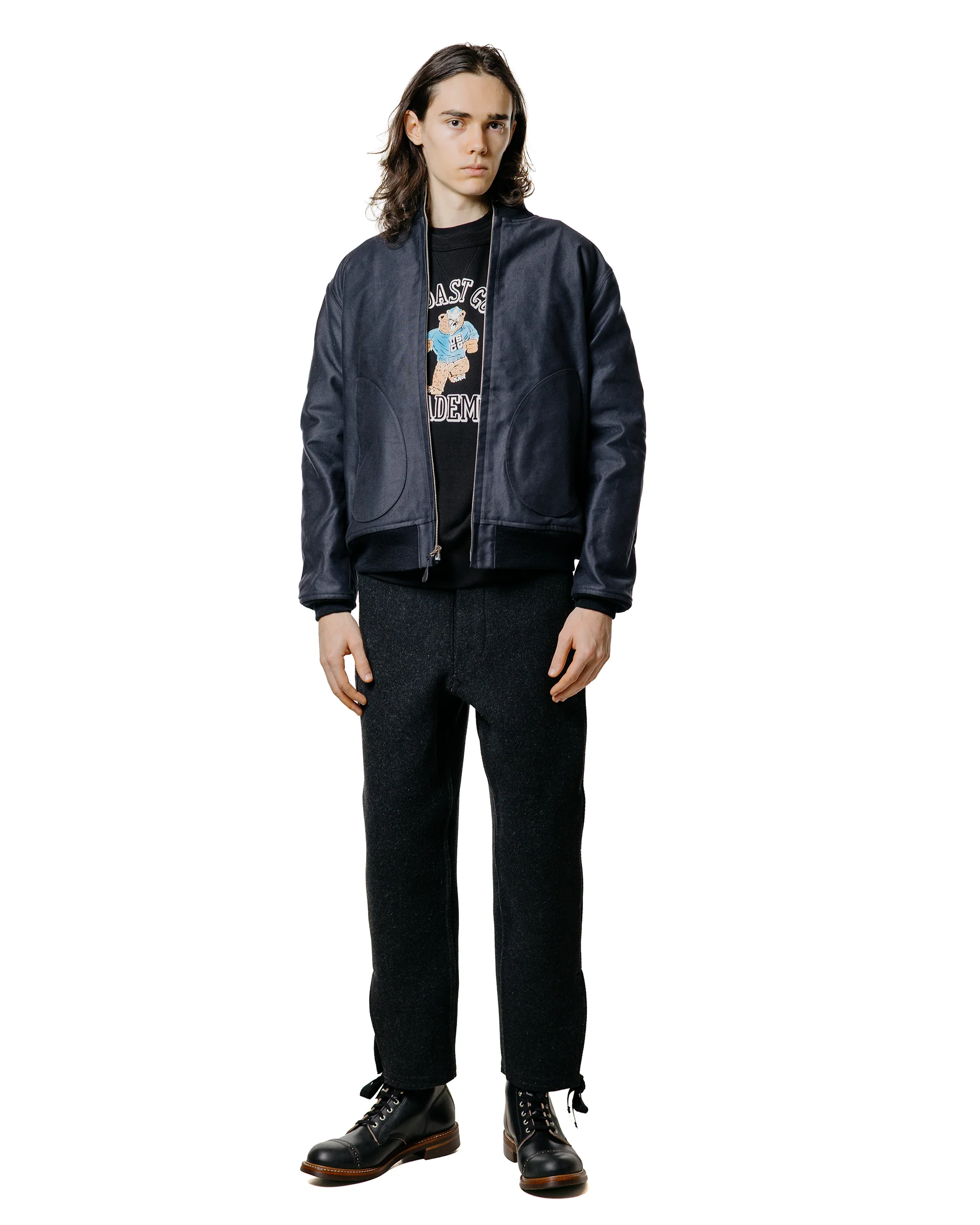 The Real McCoy's MC25118 Military Print Sweatshirt / U.S. Coastguard Academy Black - Image 4