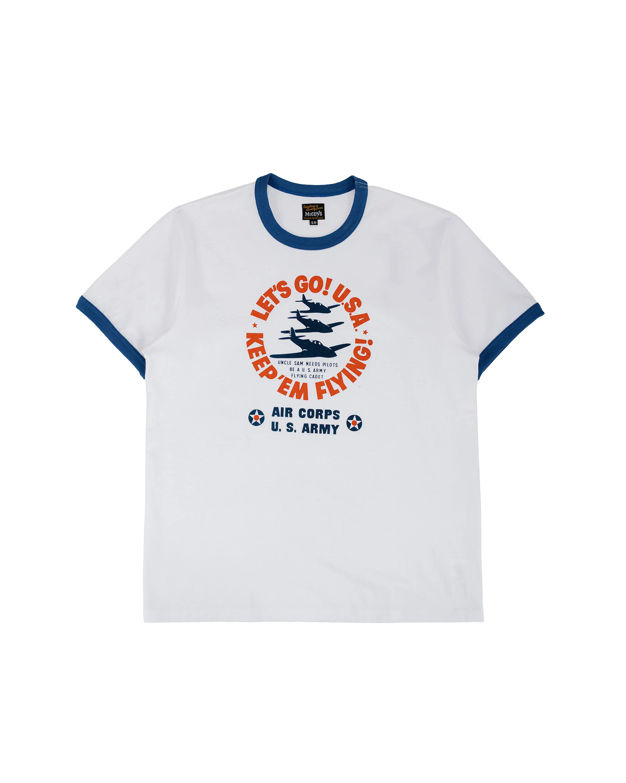 The Real McCoy's MC26012 Military Tee / Keep Em' Flying White/Blue