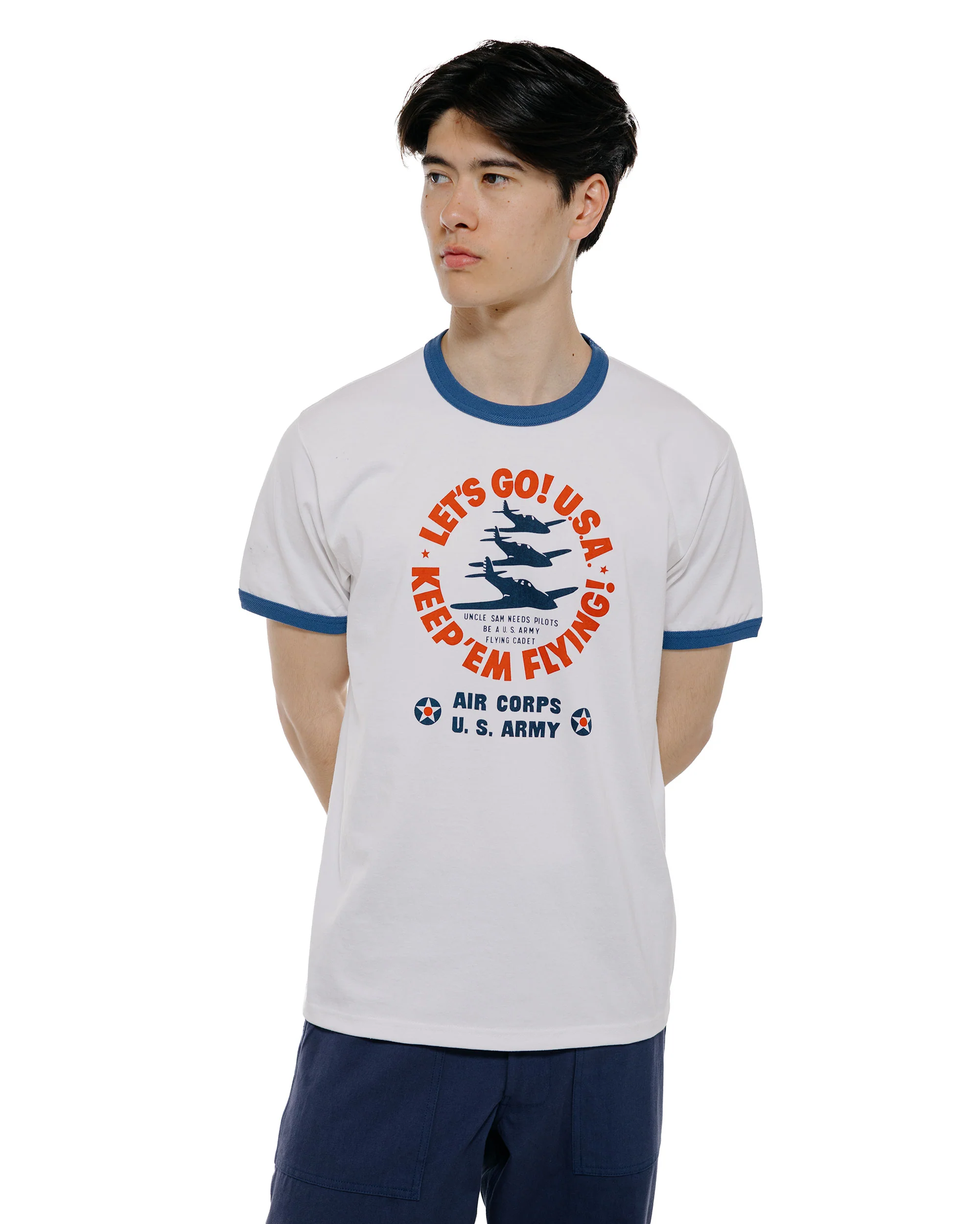 The Real McCoy's MC26012 Military Tee / Keep Em' Flying White/Blue - Image 2