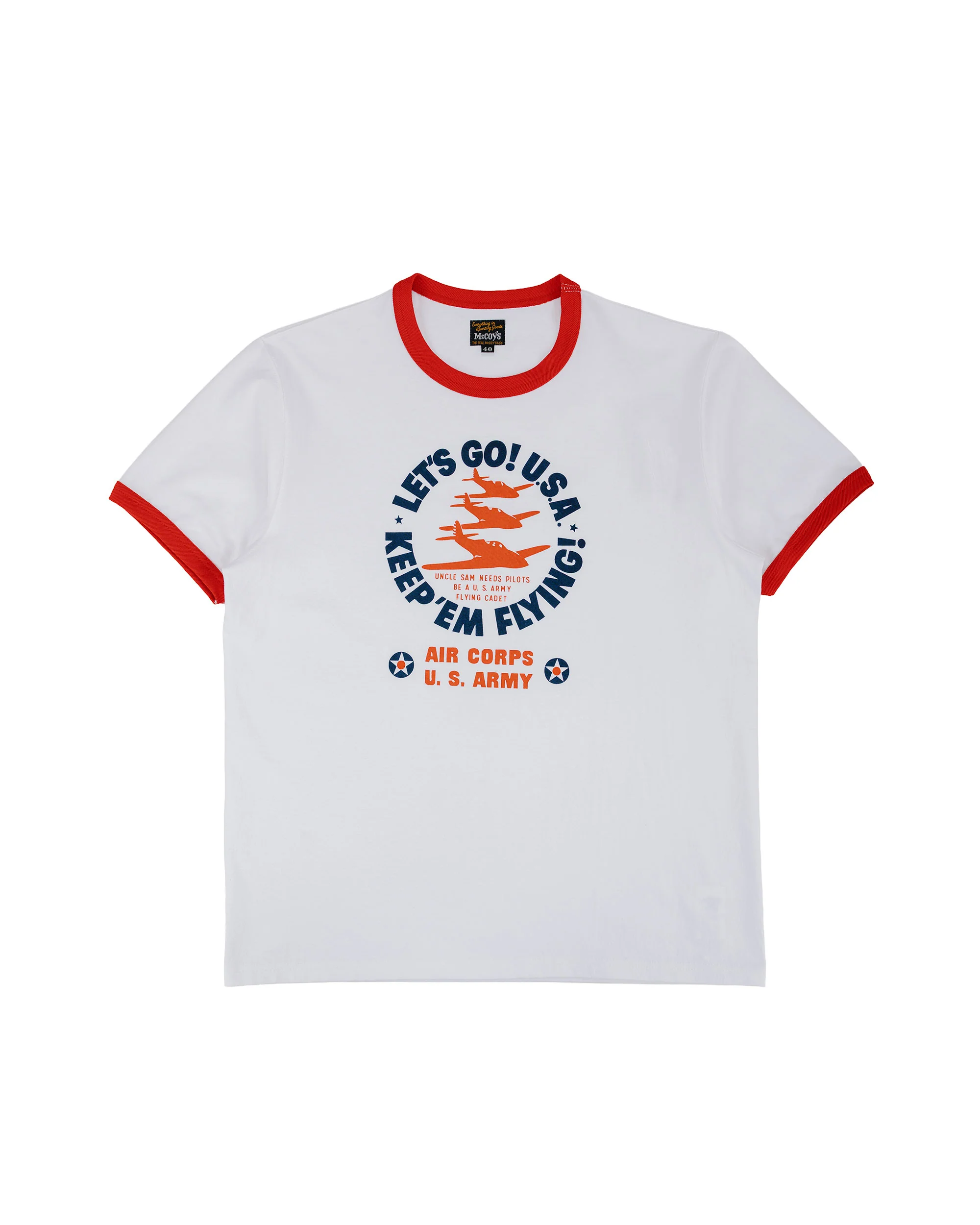 The Real McCoy's MC26012 Military Tee / Keep Em' Flying White/Red