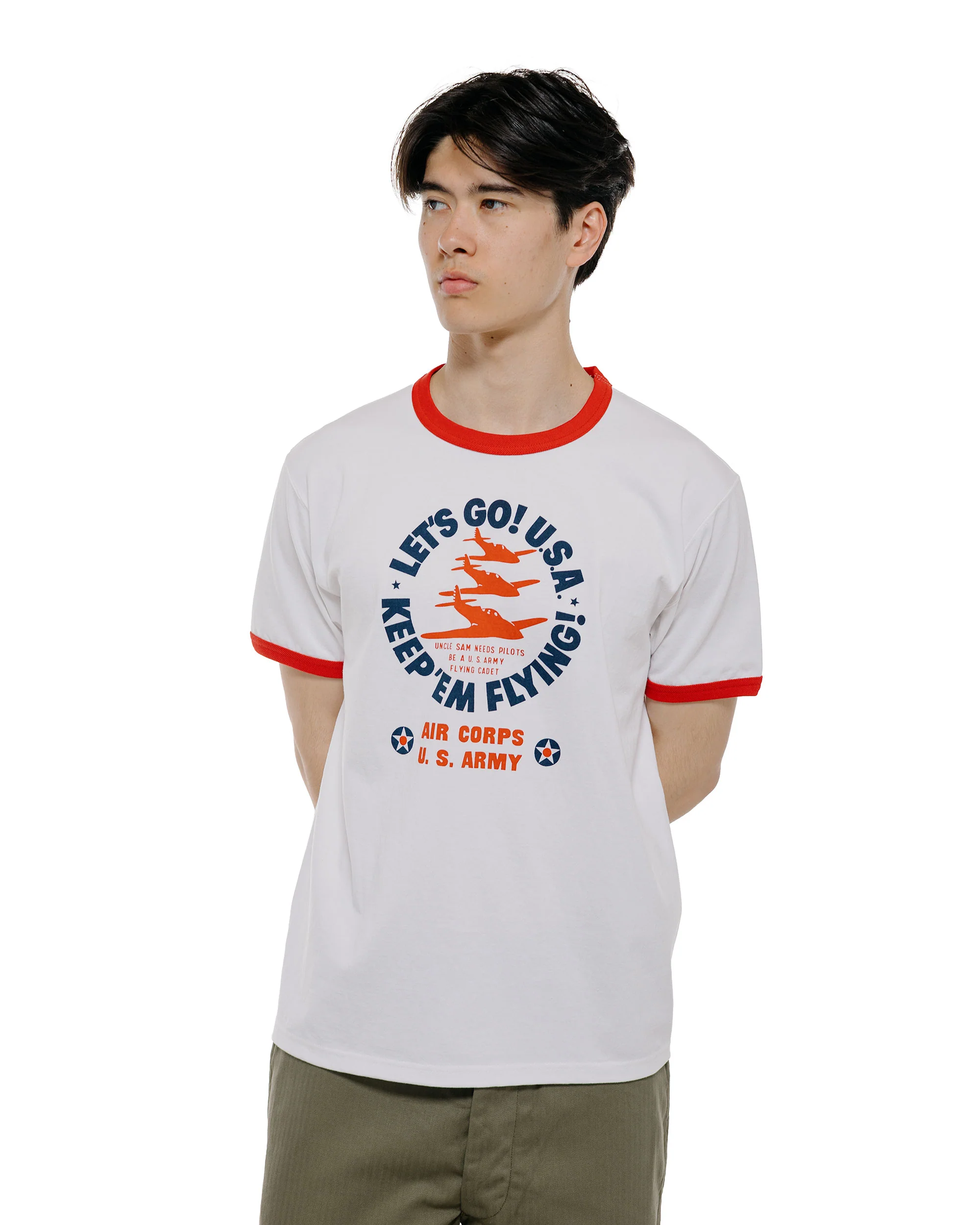The Real McCoy's MC26012 Military Tee / Keep Em' Flying White/Red - Image 2