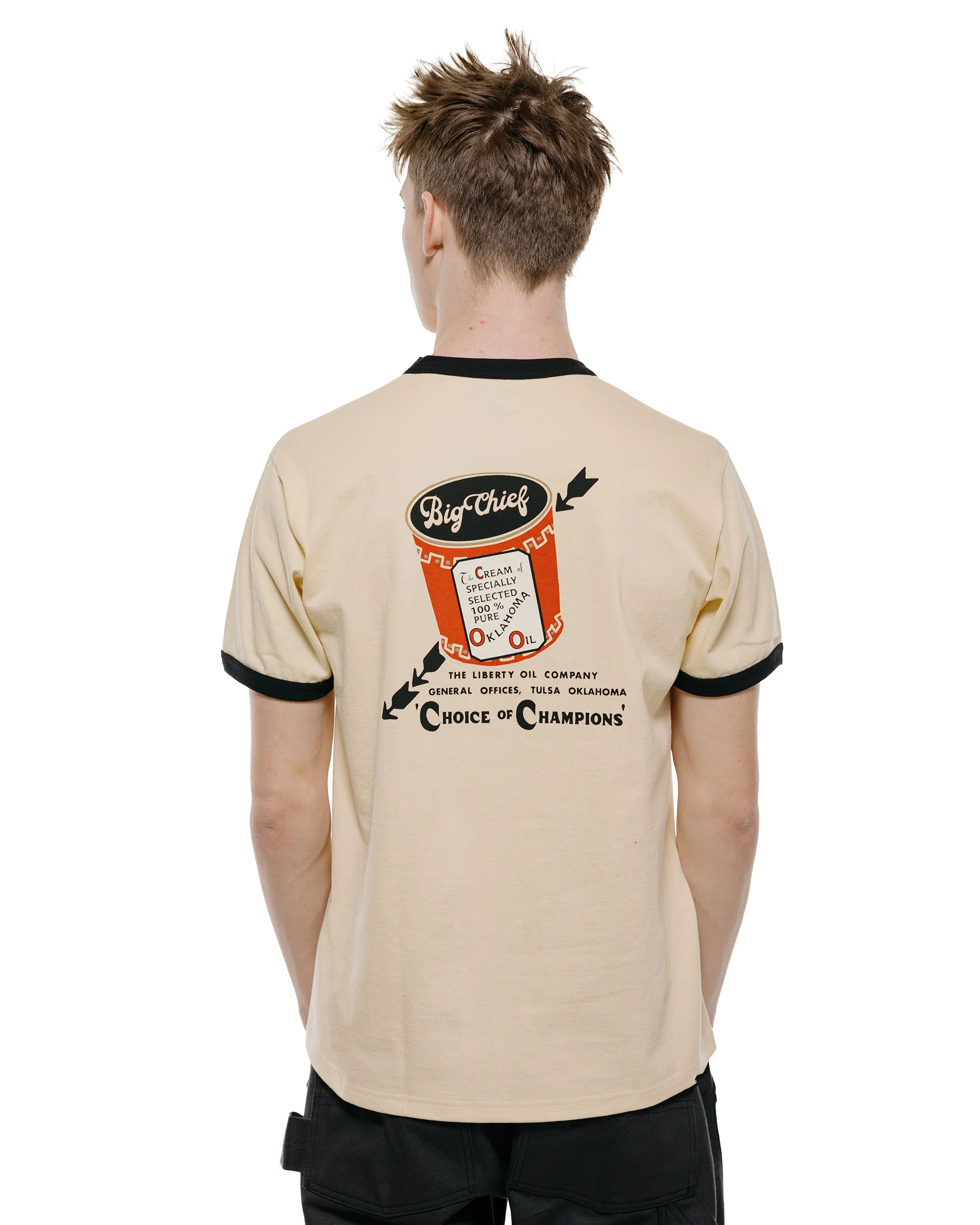 The Real McCoy's MC26027 Joe McCoy Tee / Big Chief Ecru/Black - Image 3