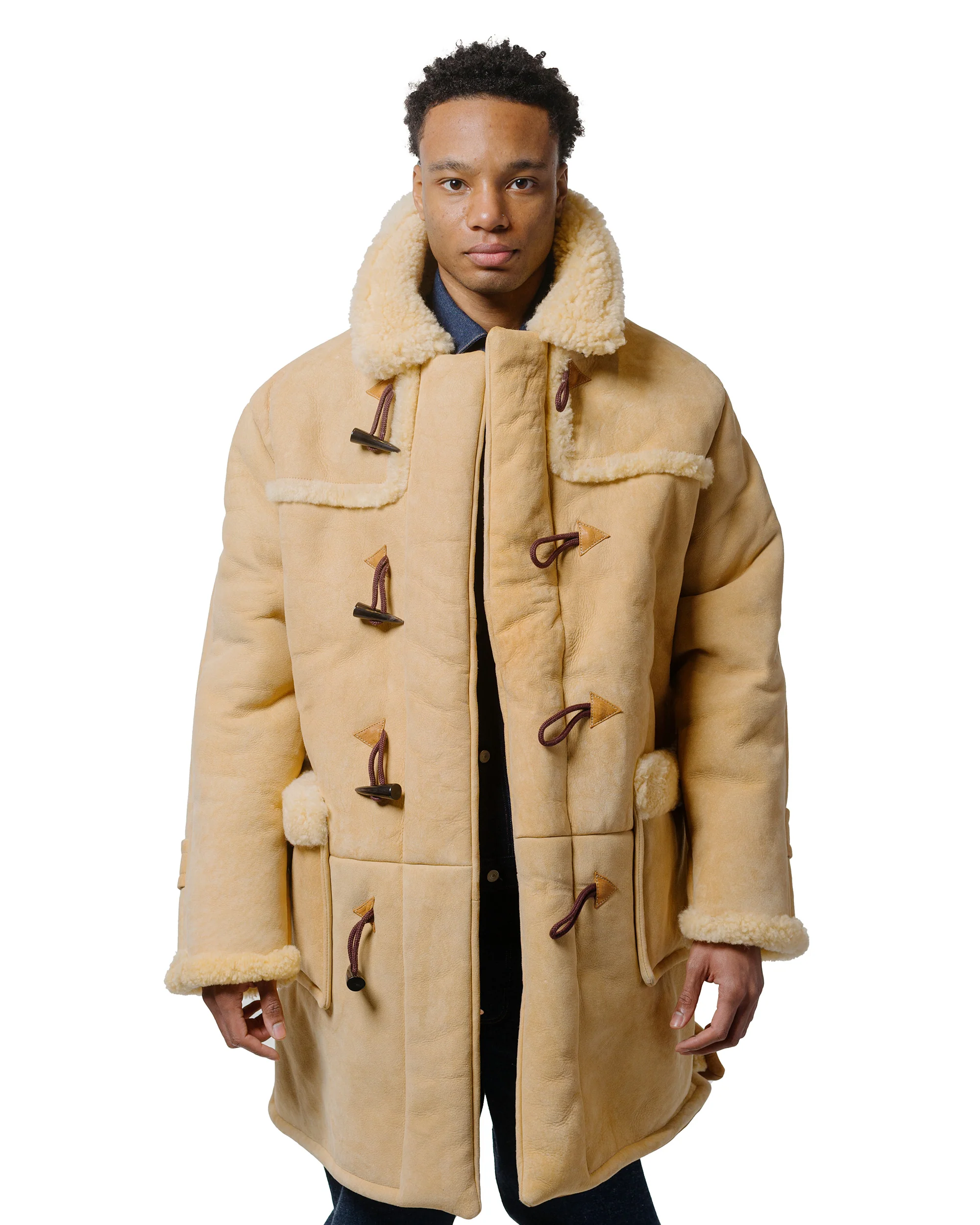The Real McCoy's MJ21123 Mouton Duffle Coat Beige - Image 3