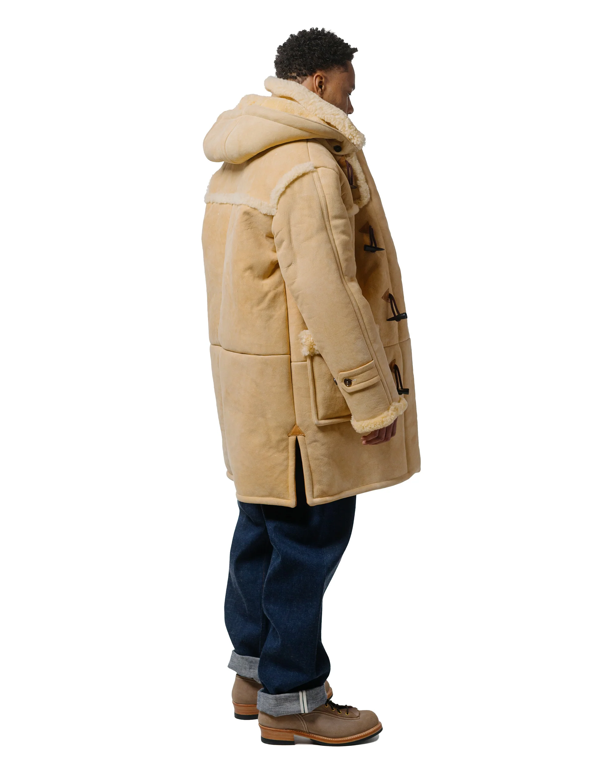 The Real McCoy's MJ21123 Mouton Duffle Coat Beige - Image 5
