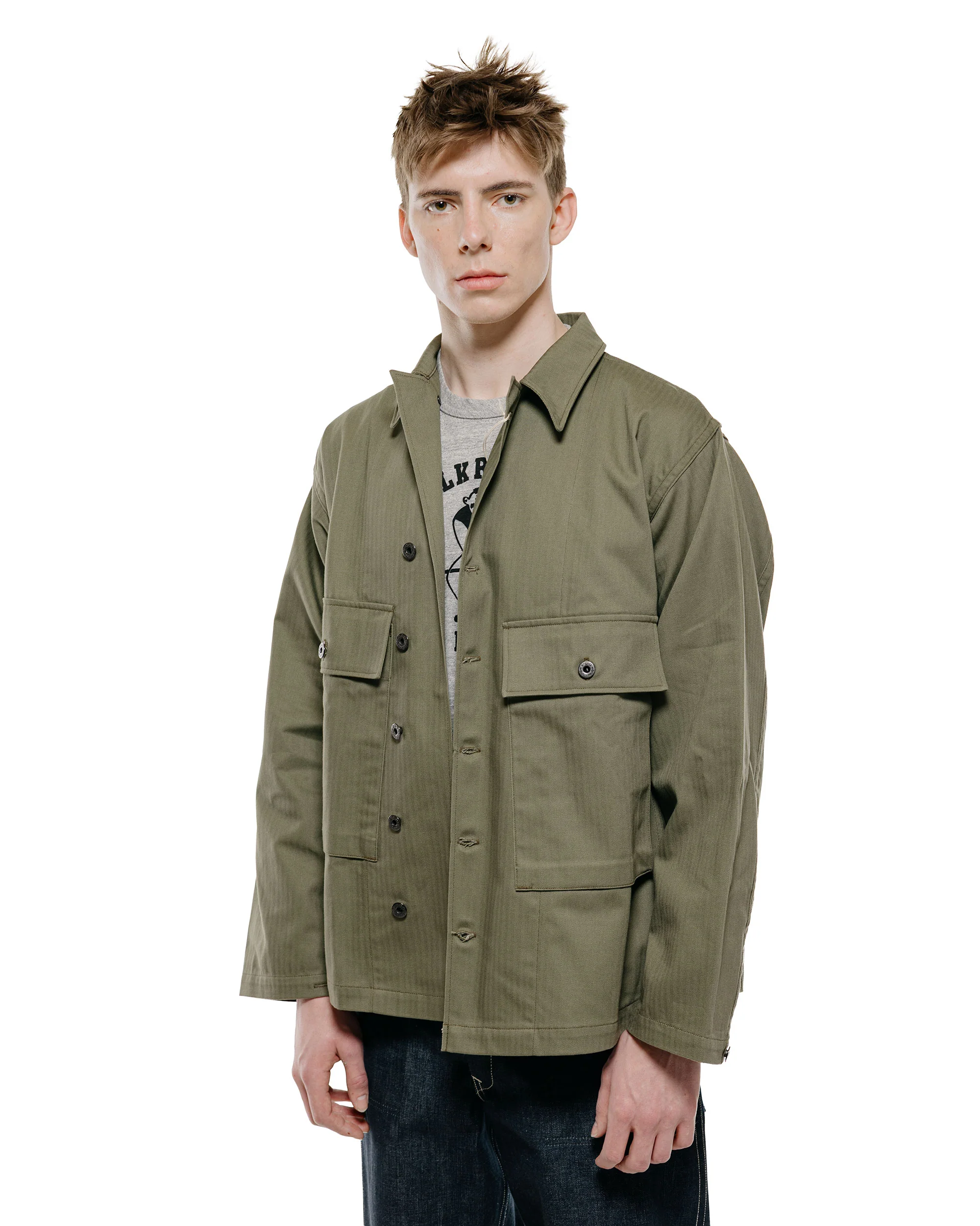 The Real McCoy's MJ22013 U.S.N. Jackets Herringbone Twill Olive - Image 2