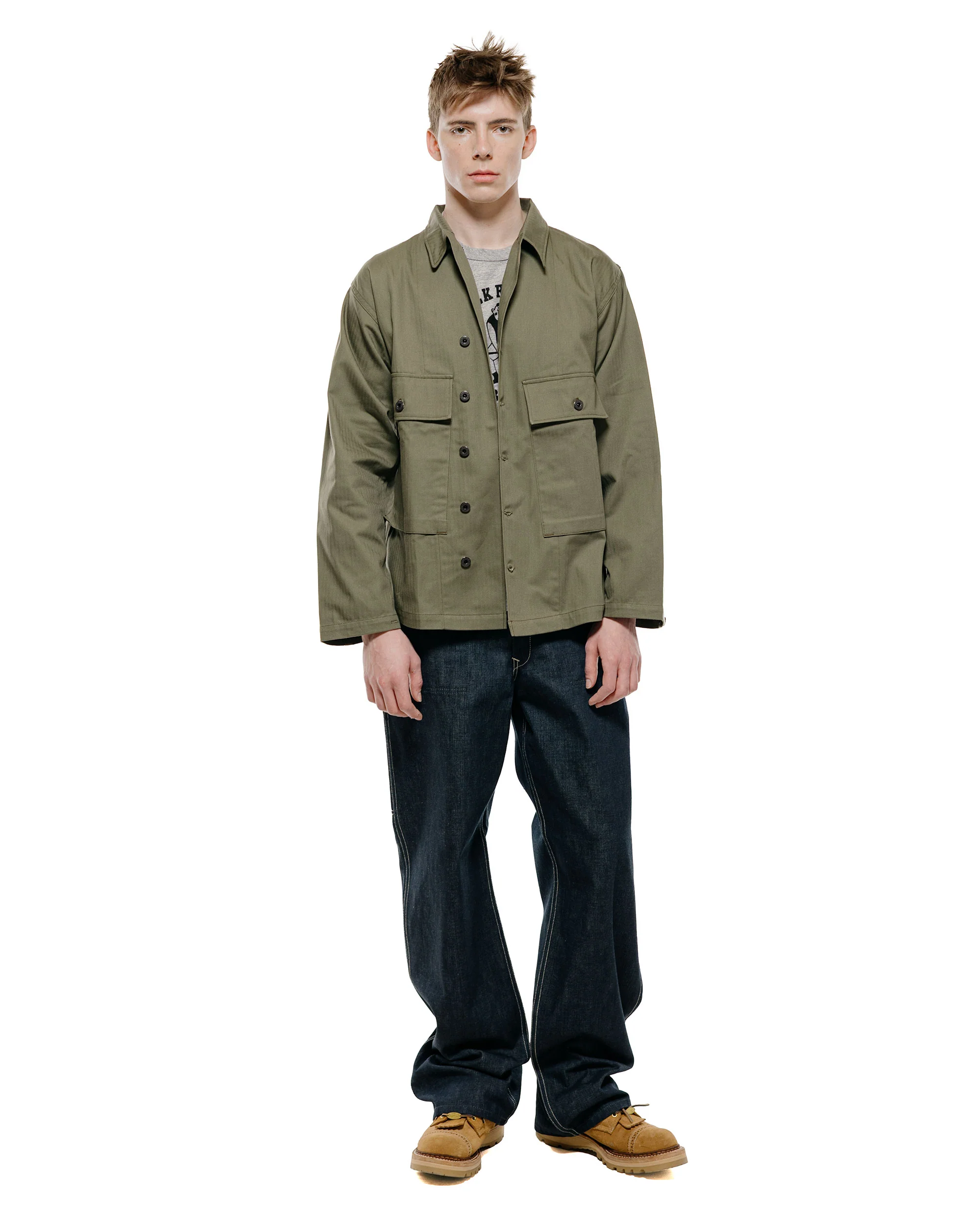 The Real McCoy's MJ22013 U.S.N. Jackets Herringbone Twill Olive - Image 4