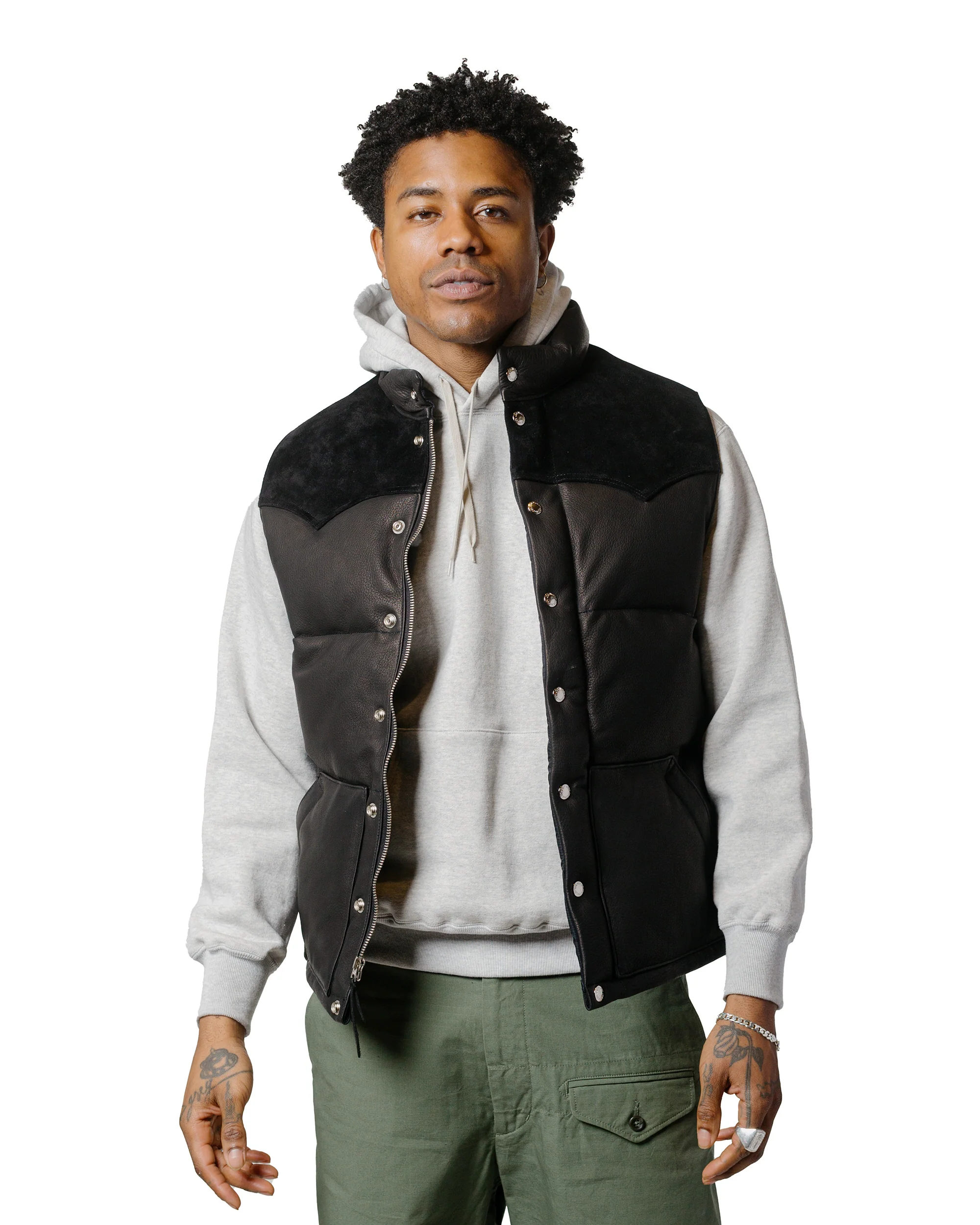 The Real McCoy's MJ22119 Deerskin Down Vest Black - Image 2