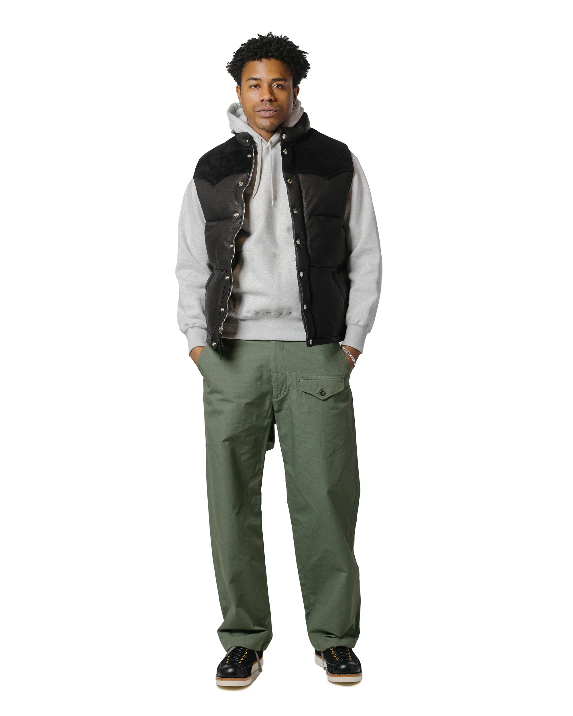 The Real McCoy's MJ22119 Deerskin Down Vest Black - Image 4