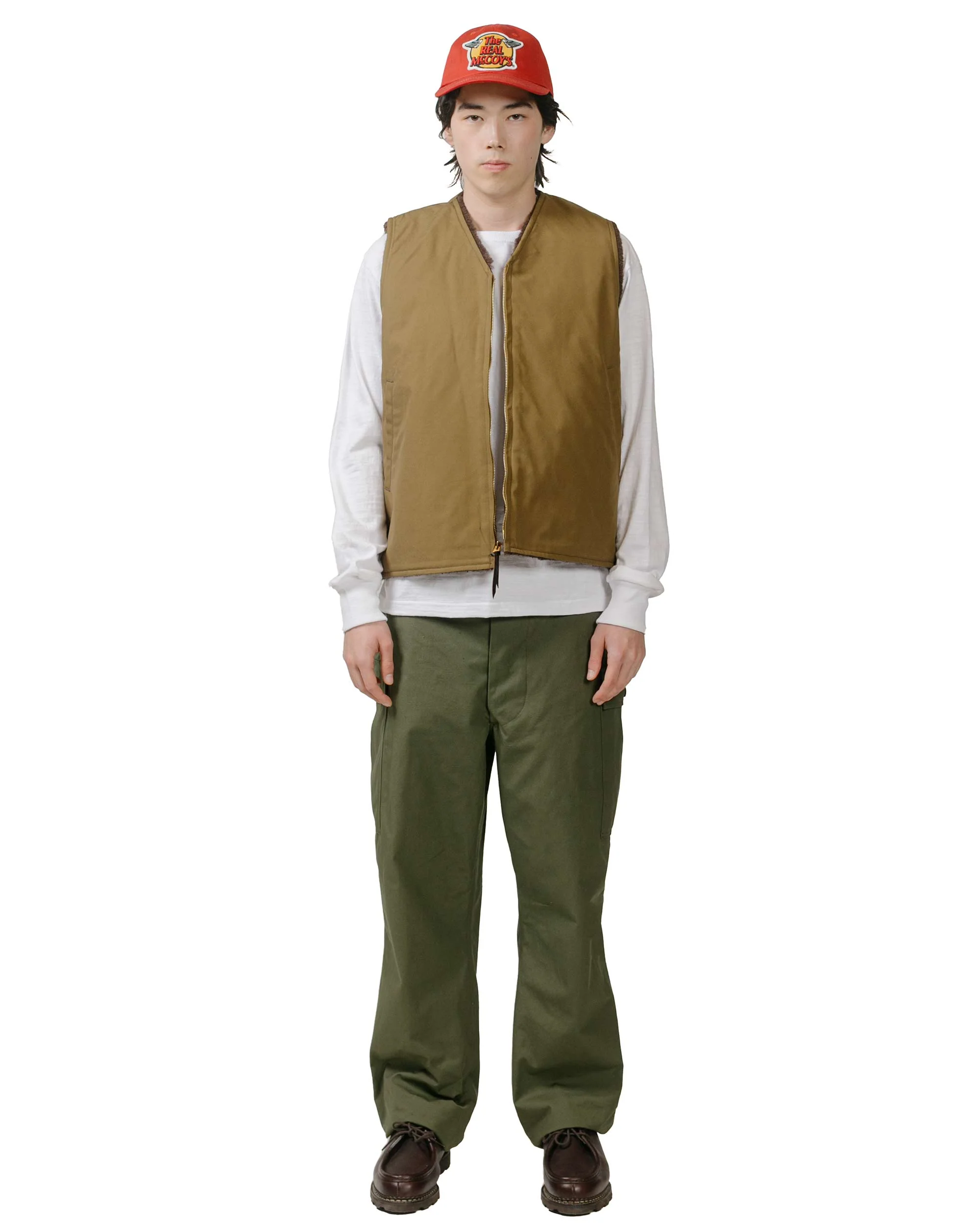 The Real McCoy's MJ23107 USN Alpaca Vest Khaki - Image 4