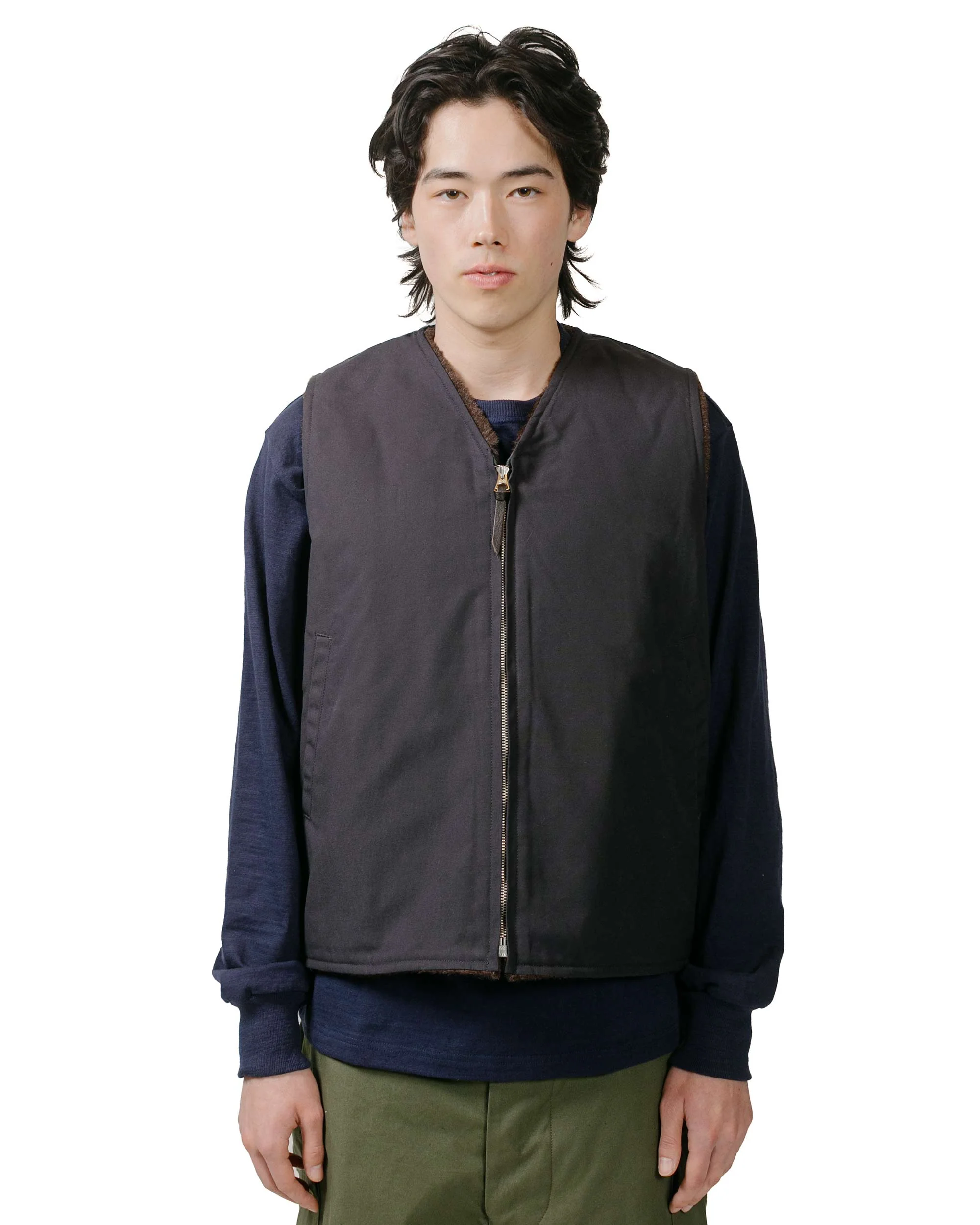 The Real McCoy's MJ23107 USN Alpaca Vest Navy - Image 2