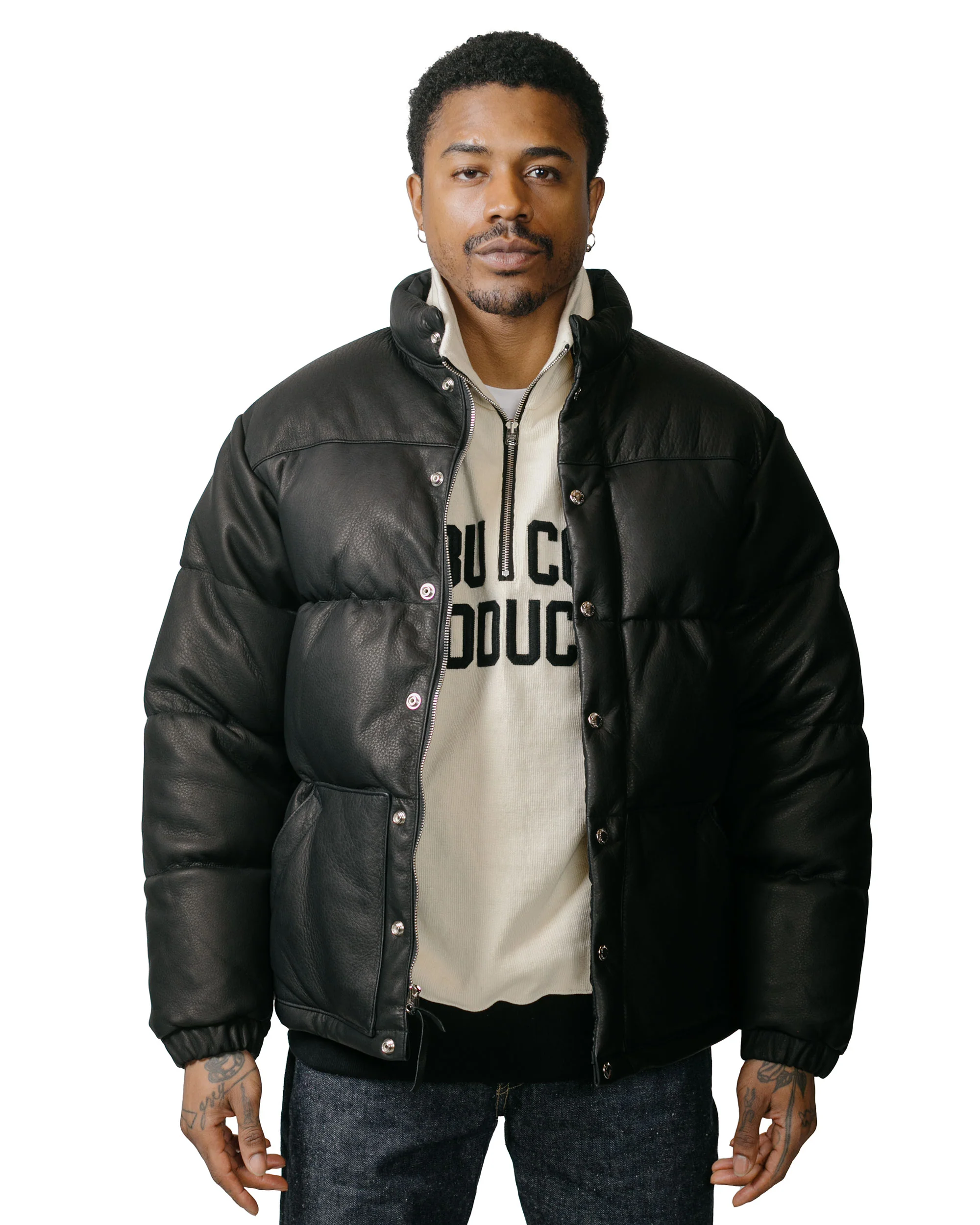 The Real McCoy's MJ23119 Deerskin Down Jacket Black - Image 2