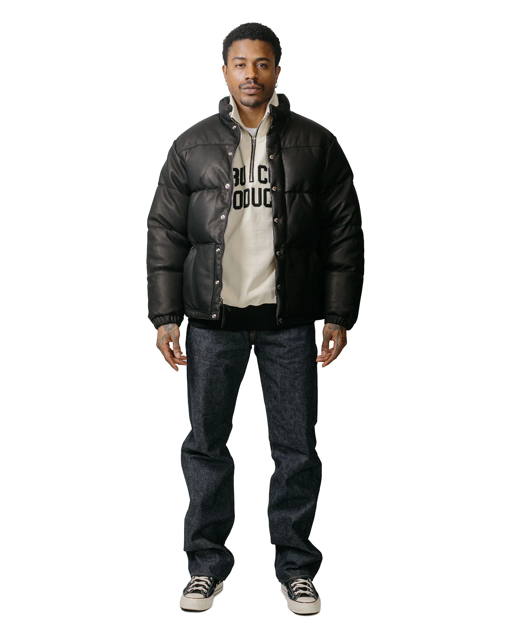 The Real McCoy's MJ23119 Deerskin Down Jacket Black - Image 4