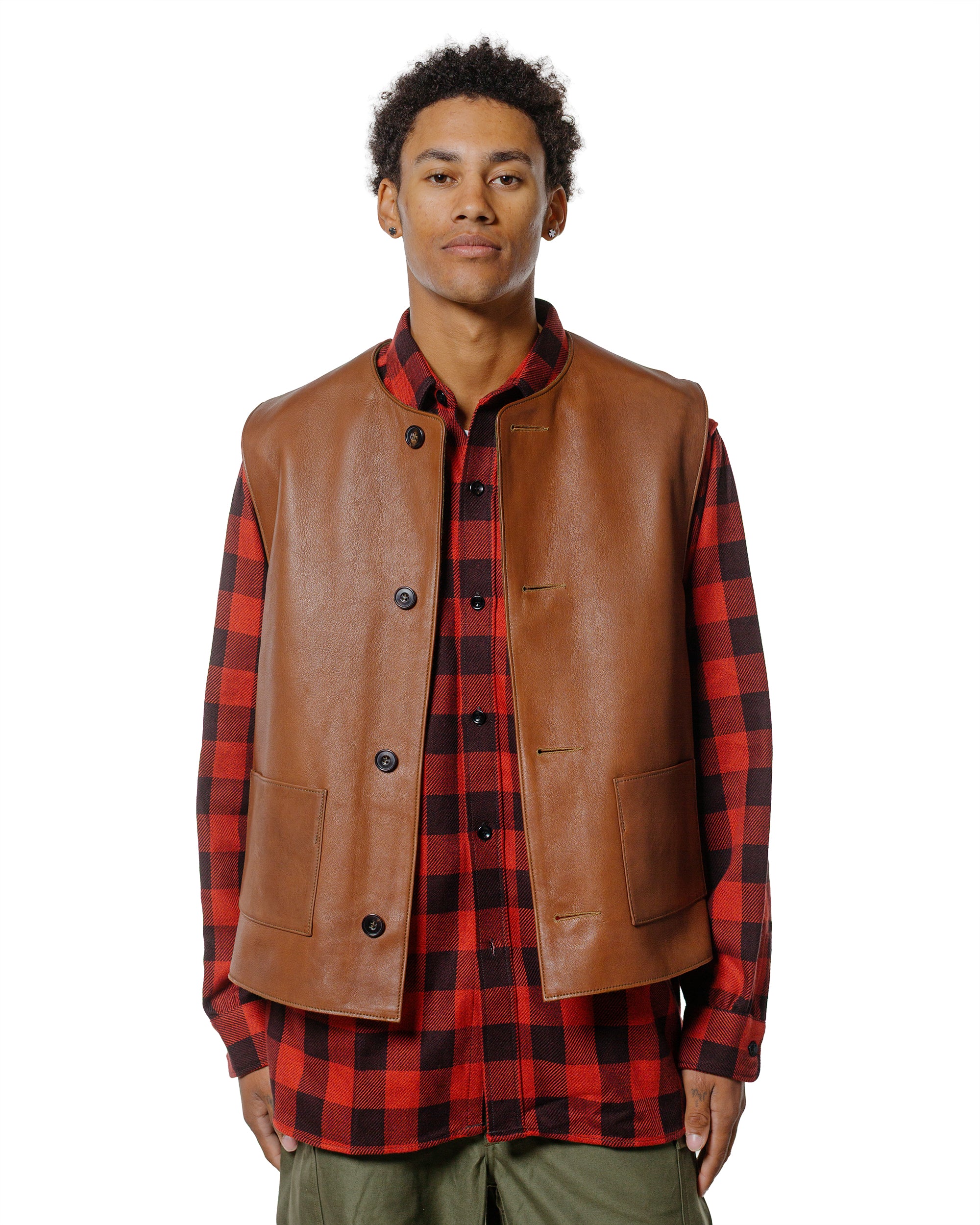 The Real McCoy's MJ24003 Jerkin Vest / Sheepskin Brown - Image 2