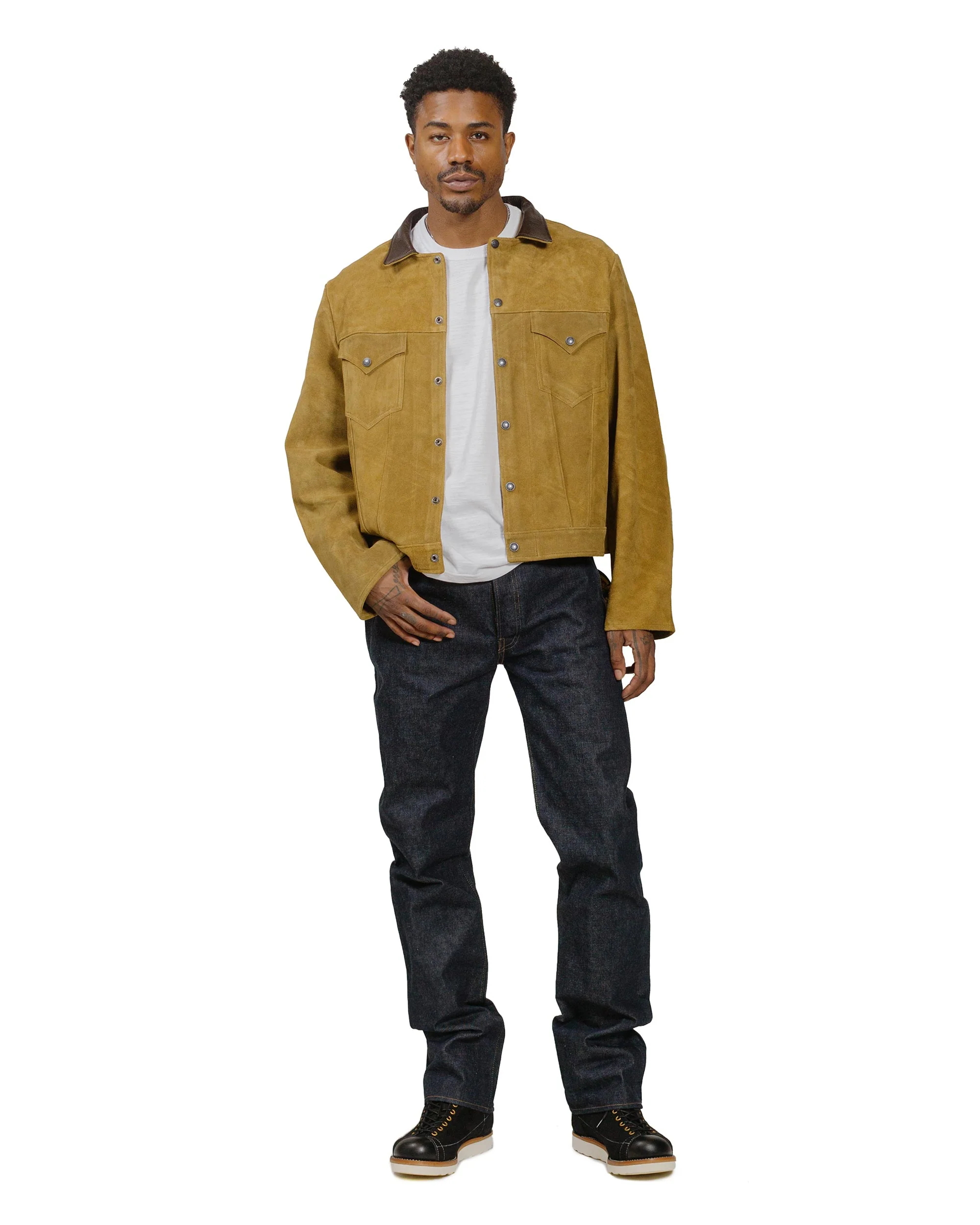 The Real McCoy's MJ24007 Rough Out Leather Western Jacket Brown - Image 4
