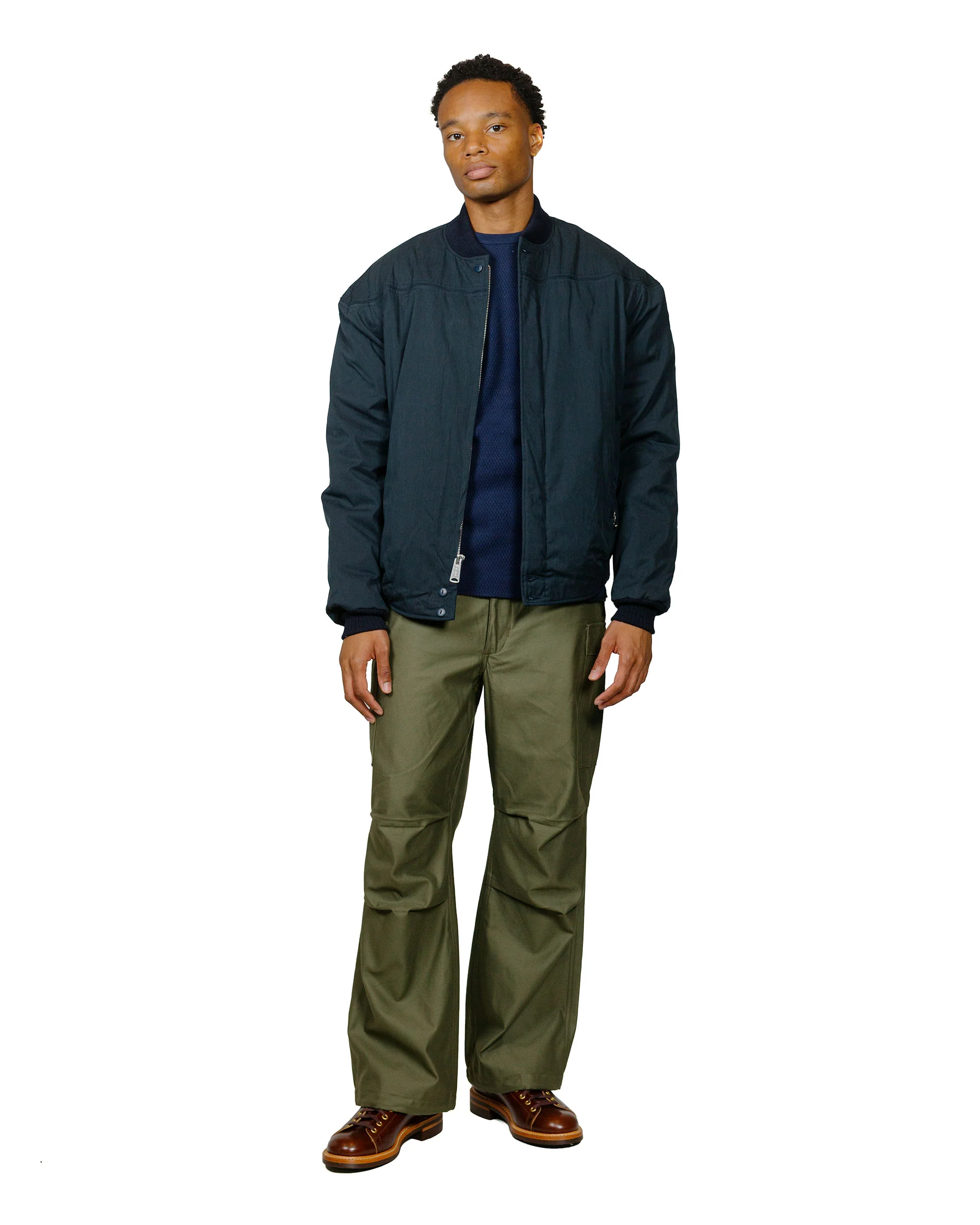 The Real McCoy's MJ24008 Cape Shoulder Sports Jacket Navy - Image 2