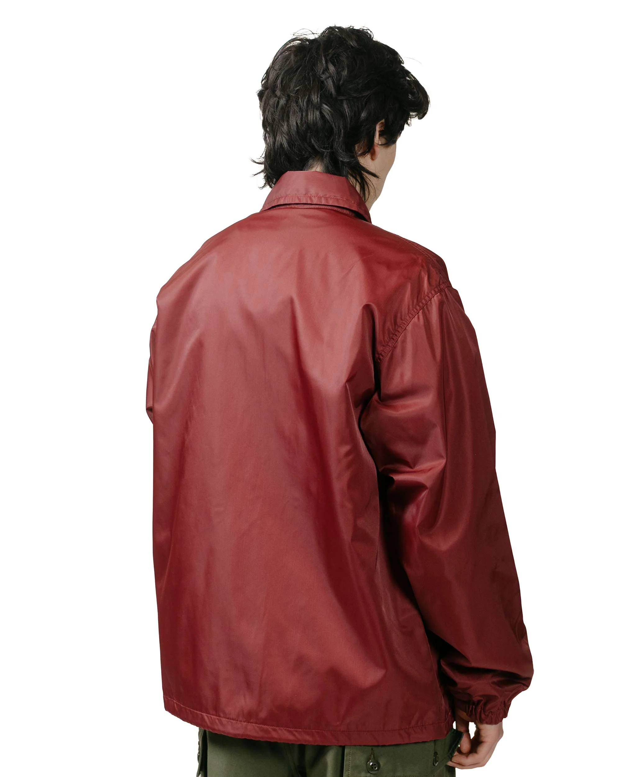 The Real McCoy's MJ24010 Nylon Cotton Lined Coach Jacket Burgundy - Image 3