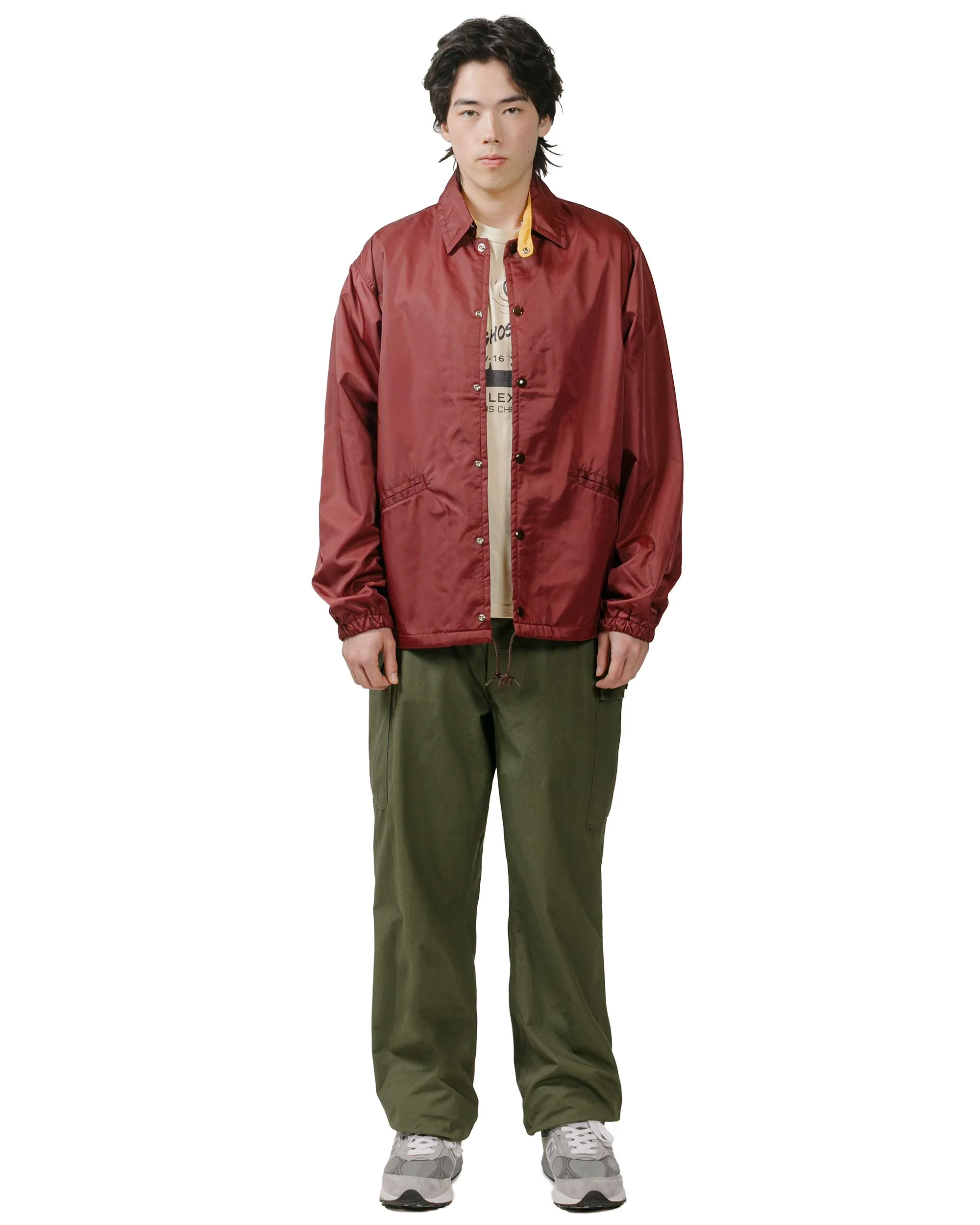 The Real McCoy's MJ24010 Nylon Cotton Lined Coach Jacket Burgundy - Image 4