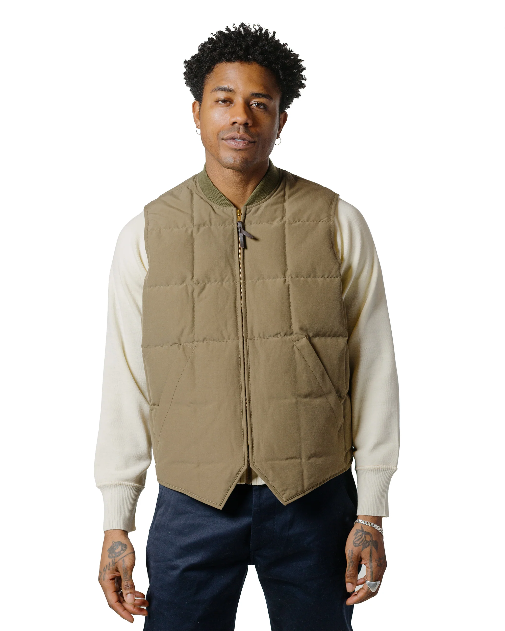 The Real McCoy's MJ24110 Cotton/Nylon Down Vest Olive - Image 2