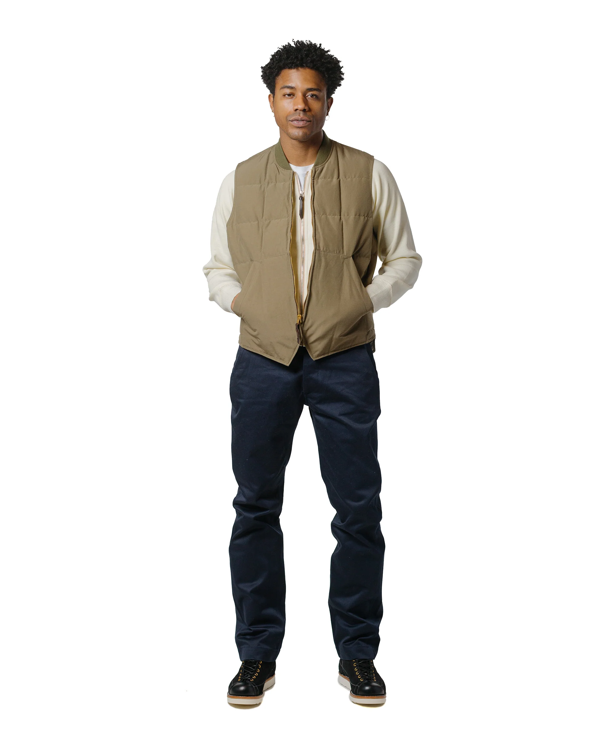 The Real McCoy's MJ24110 Cotton/Nylon Down Vest Olive - Image 4